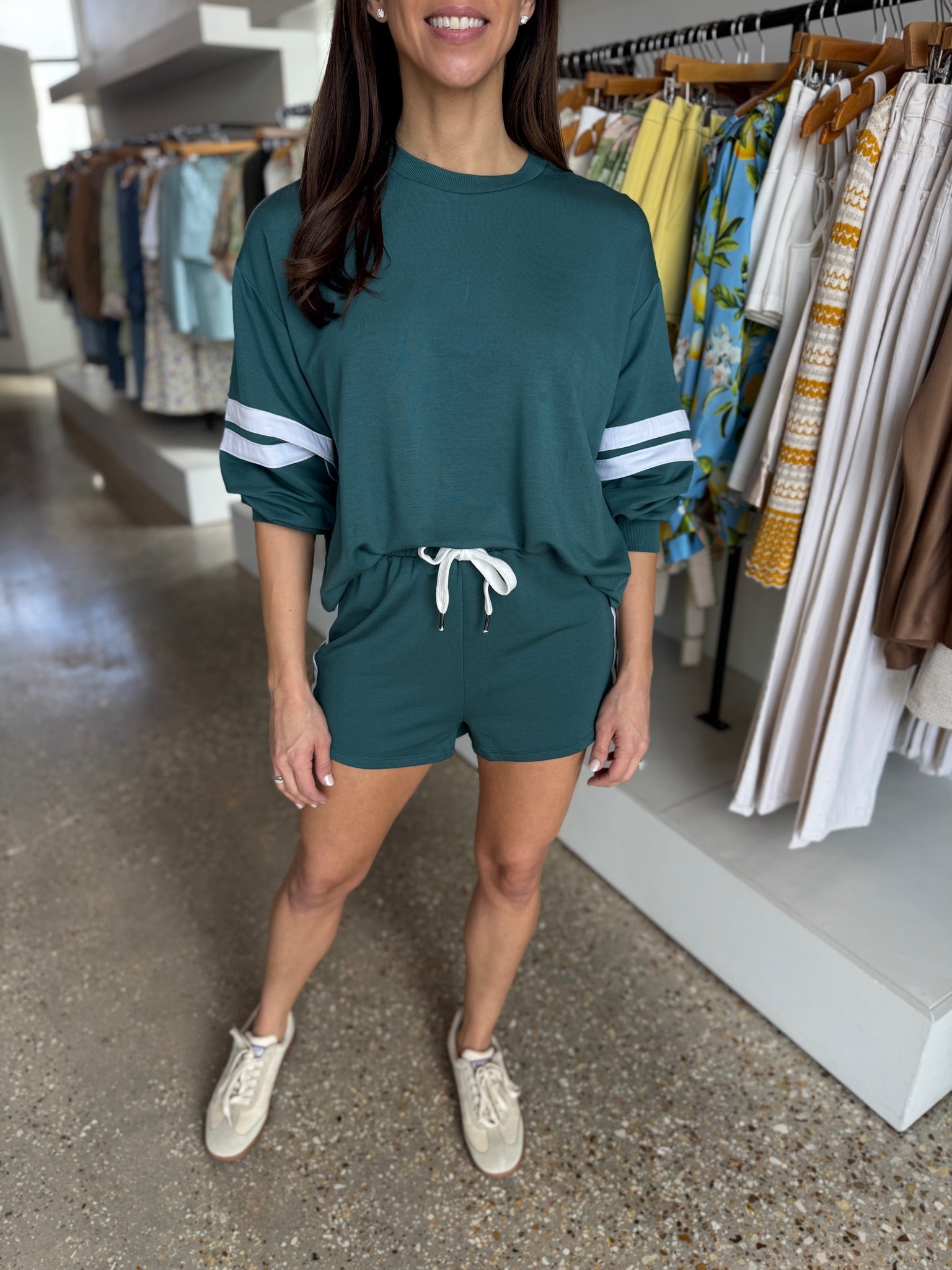 Teal and White Hanover Shorts - Amor Lafayette