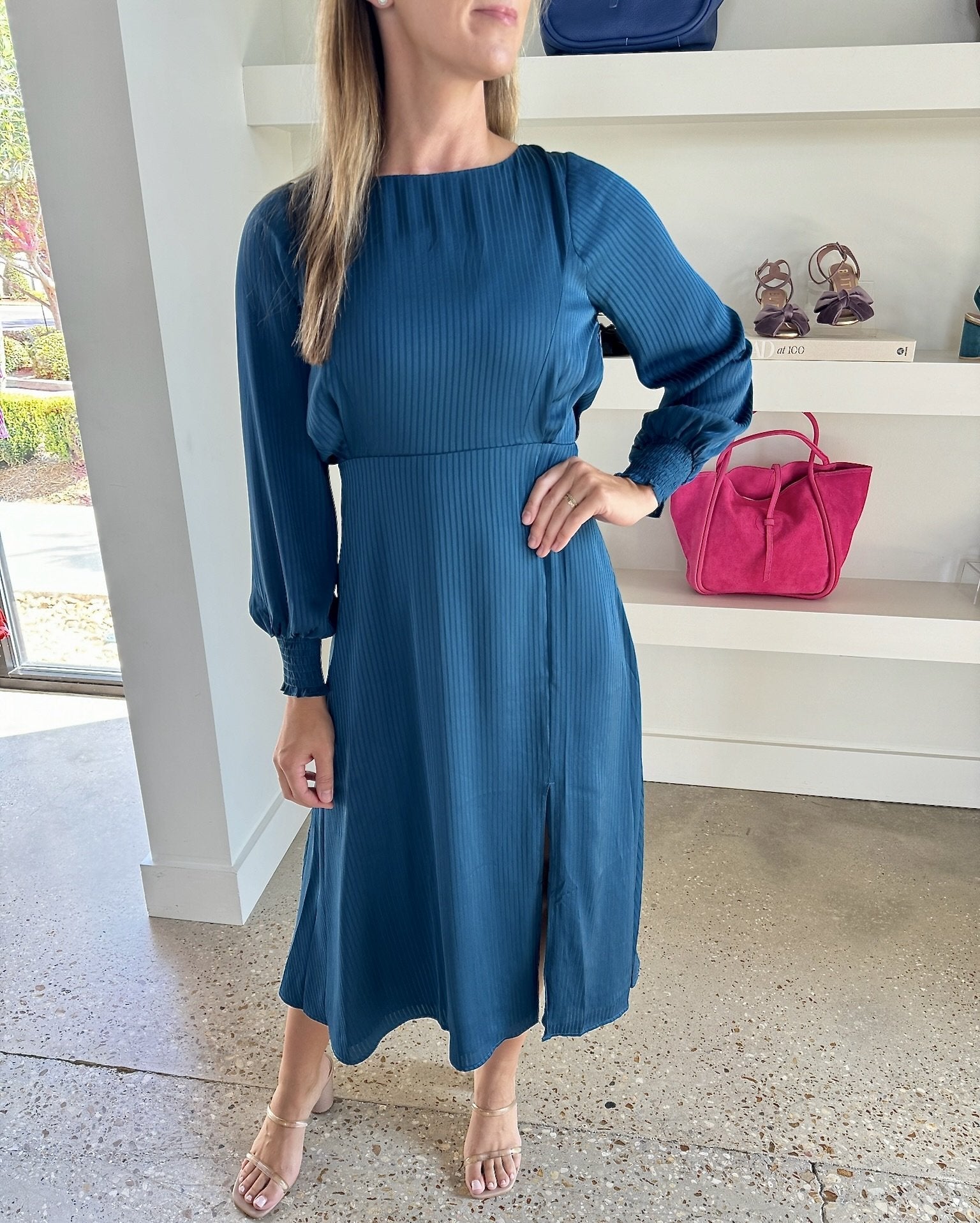 Teal Blue Ronnie Midi Dress - Amor Lafayette