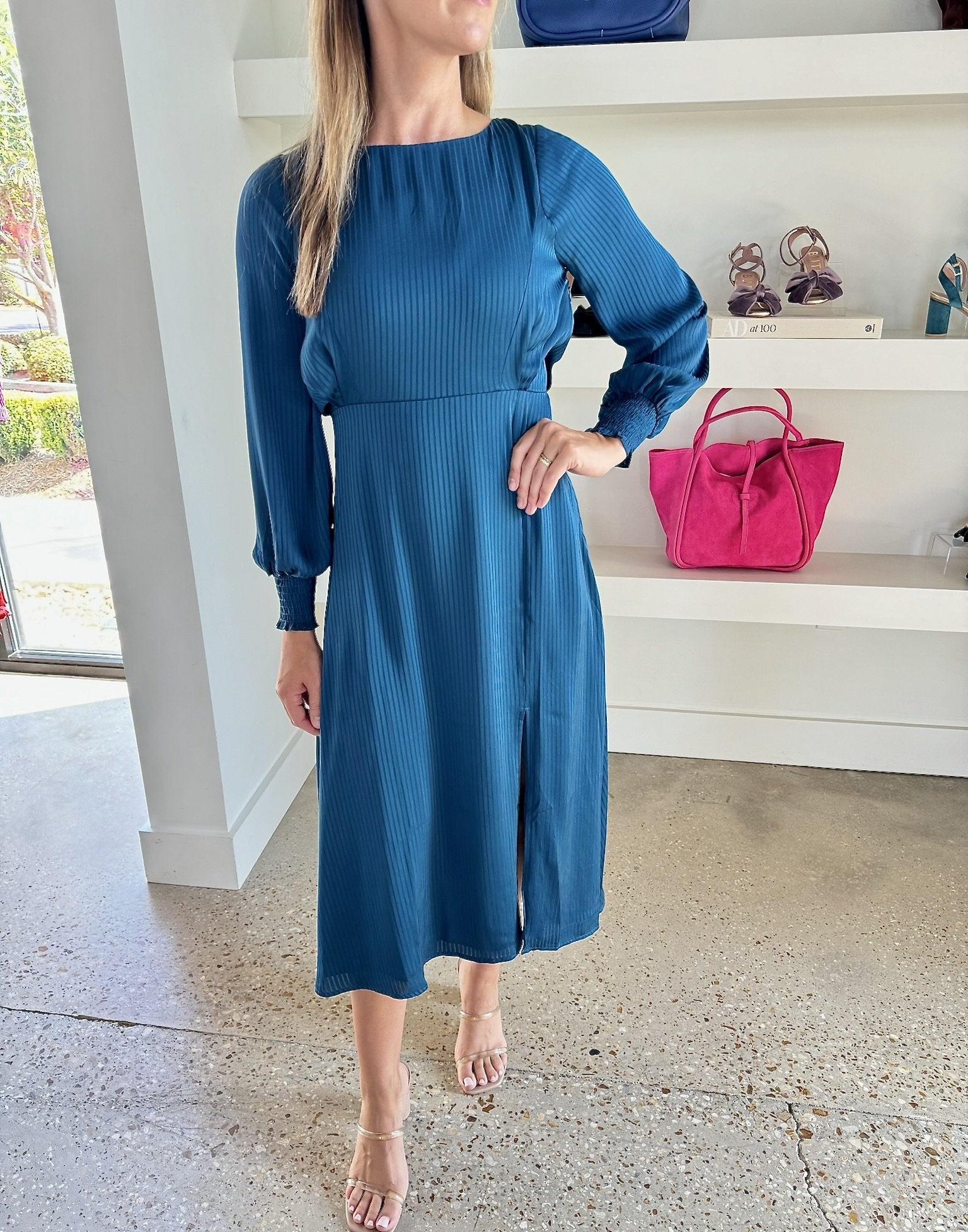 Teal Blue Ronnie Midi Dress - Amor Lafayette