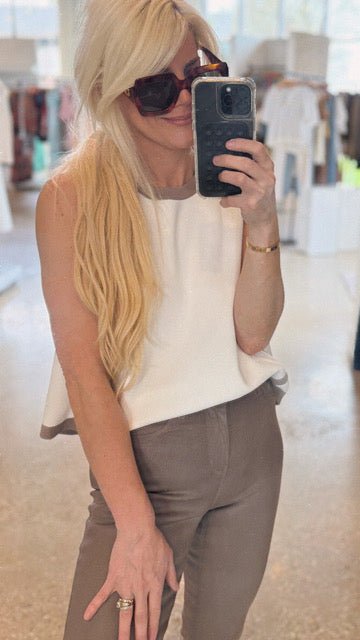 Terry Tan Trimmed Tank - Amor Lafayette