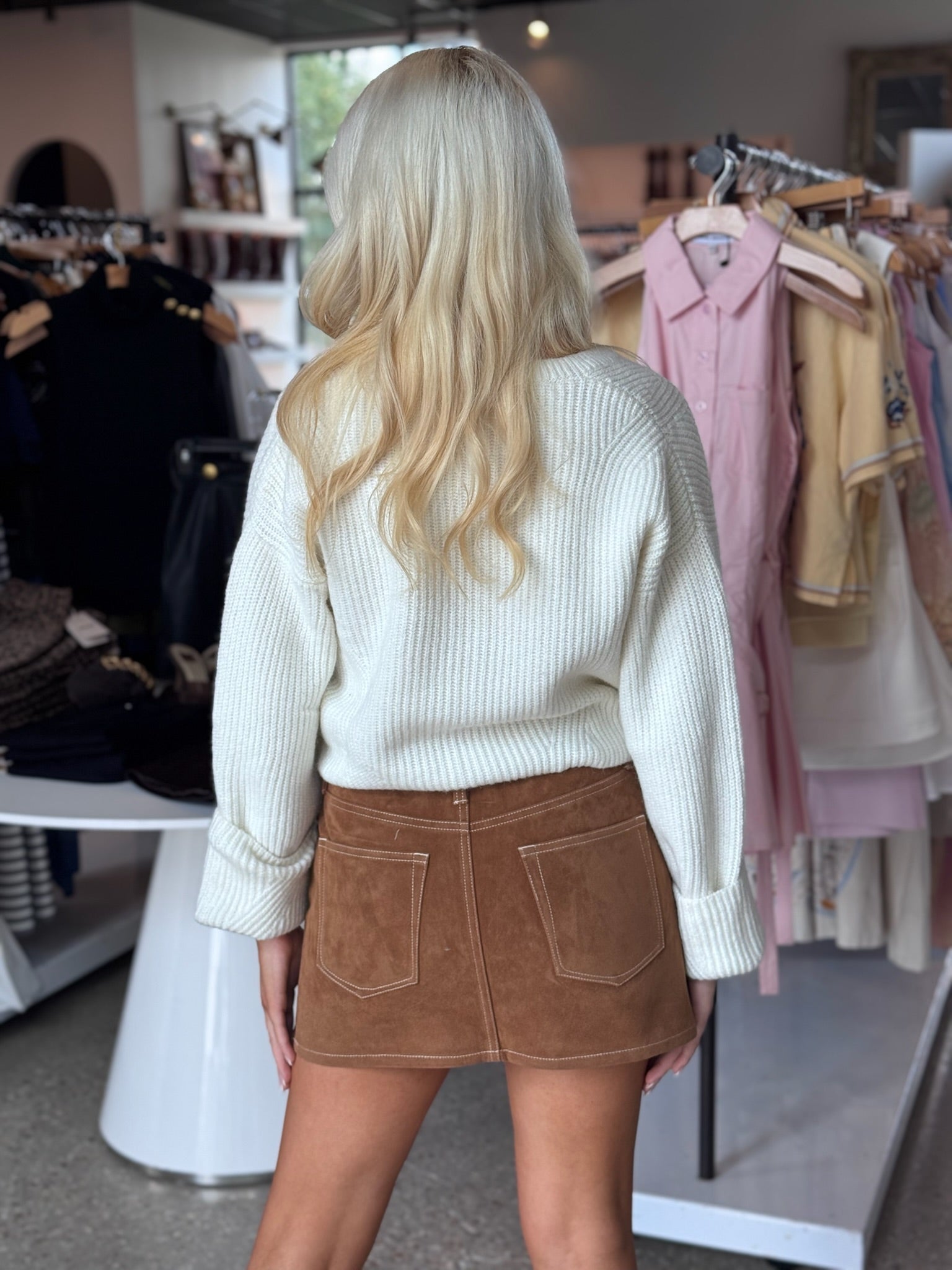 The Better than suede Mini Skirt in Cafe Clay - Amor Lafayette
