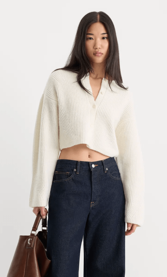 The Chunky Knit Cardigan in Chalk - Amor Lafayette
