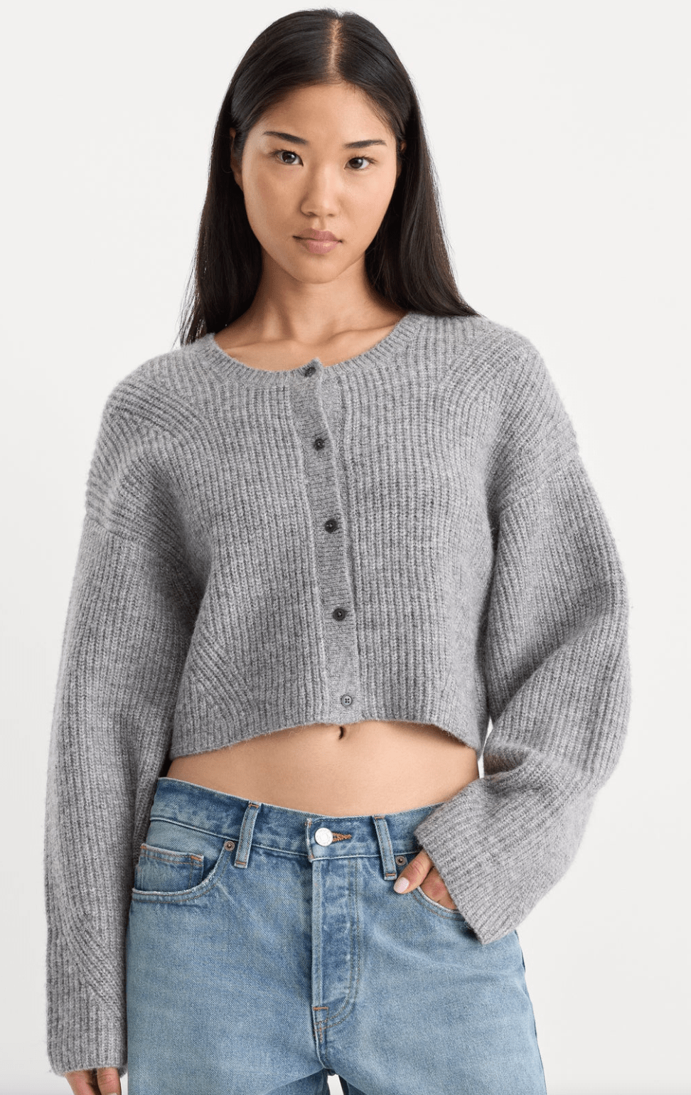The Chunky Knit Cardigan in Heather Grey - Amor Lafayette