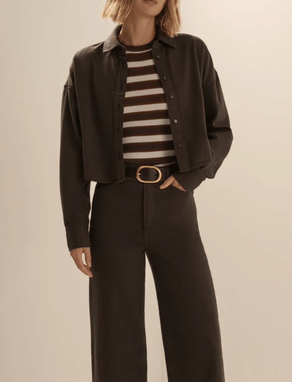 The Crop Ex Boyfriend Shirt in Esspreso - Amor Lafayette
