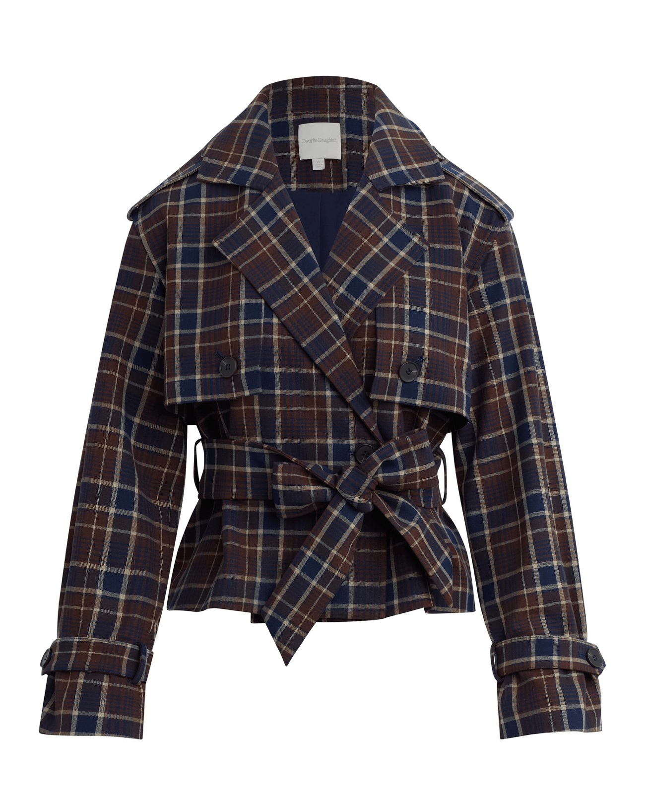 The Cropped Charles Trench in Toffee Plaid - Amor Lafayette