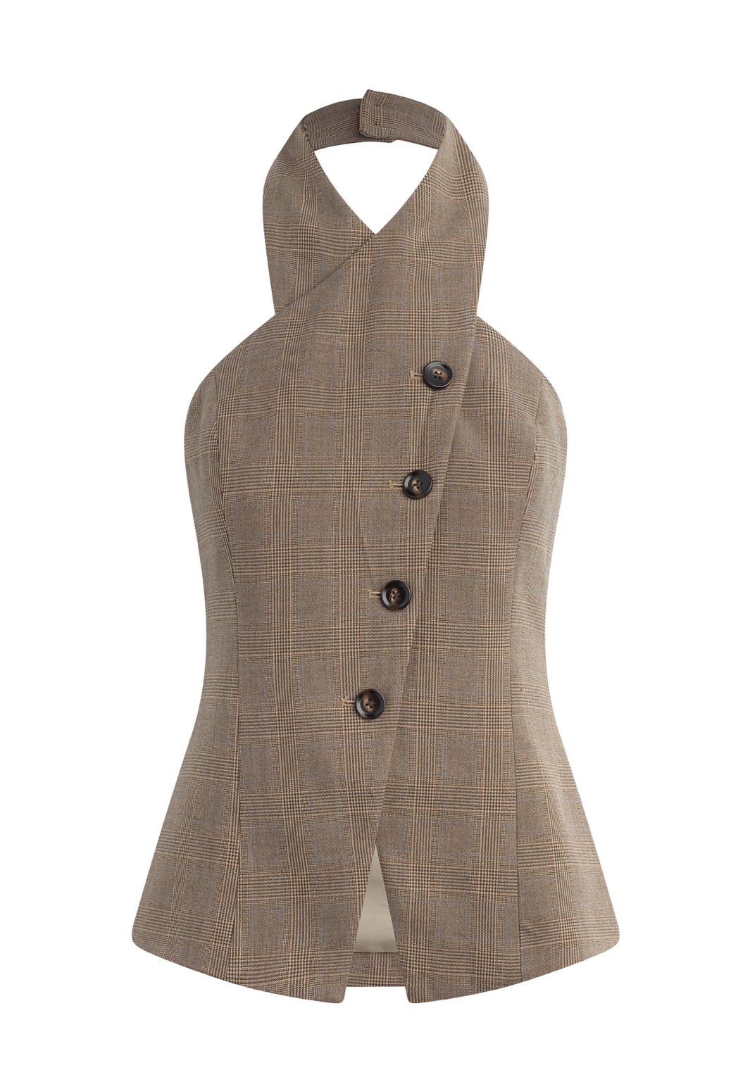 The Crossover Vest in Java Plaid - Amor Lafayette