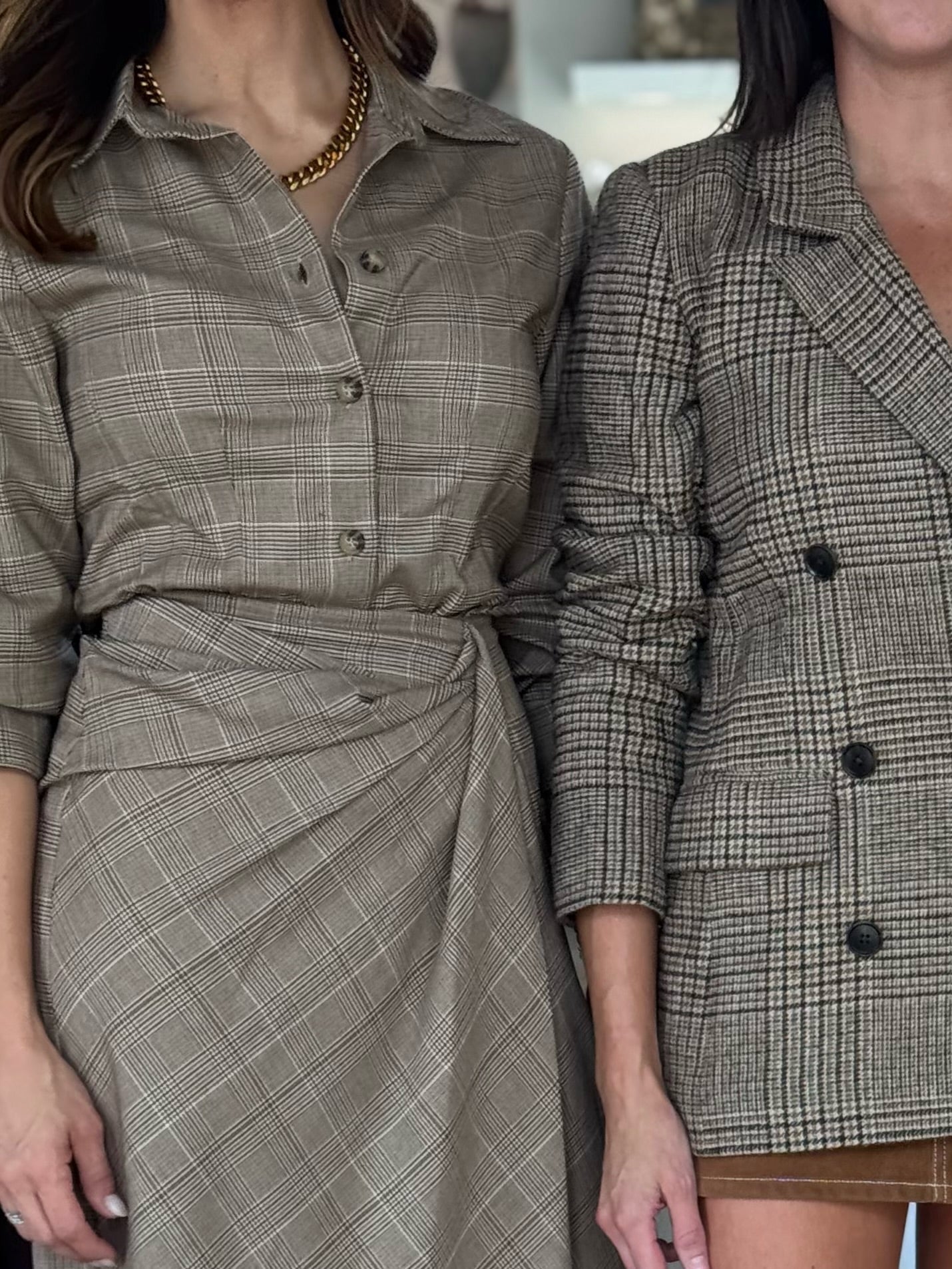 The Double Breasted Blazer in Brown Plaid - Amor Lafayette