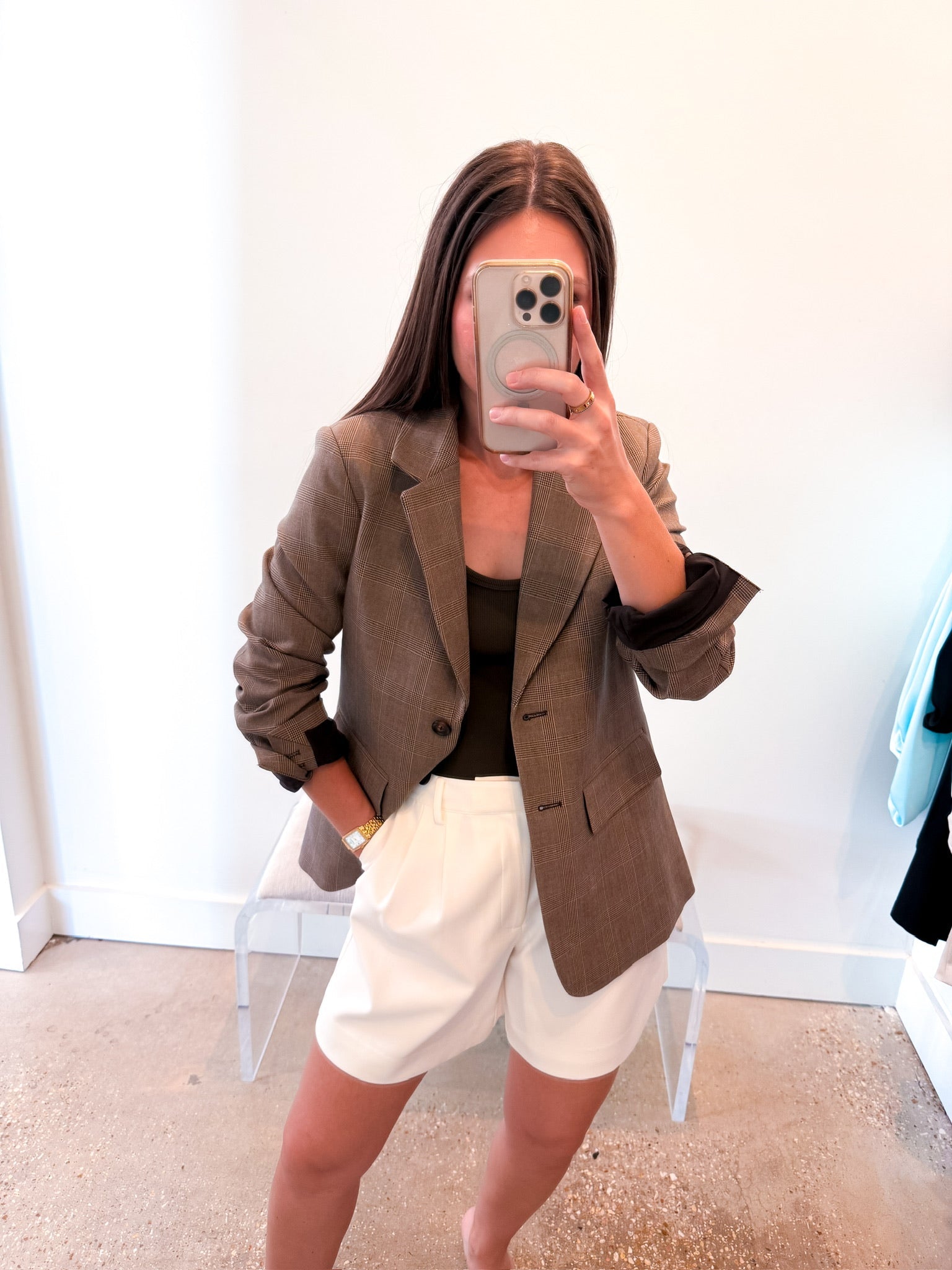 The Favorite Oversized Blazer in Java Plaid - Amor Lafayette