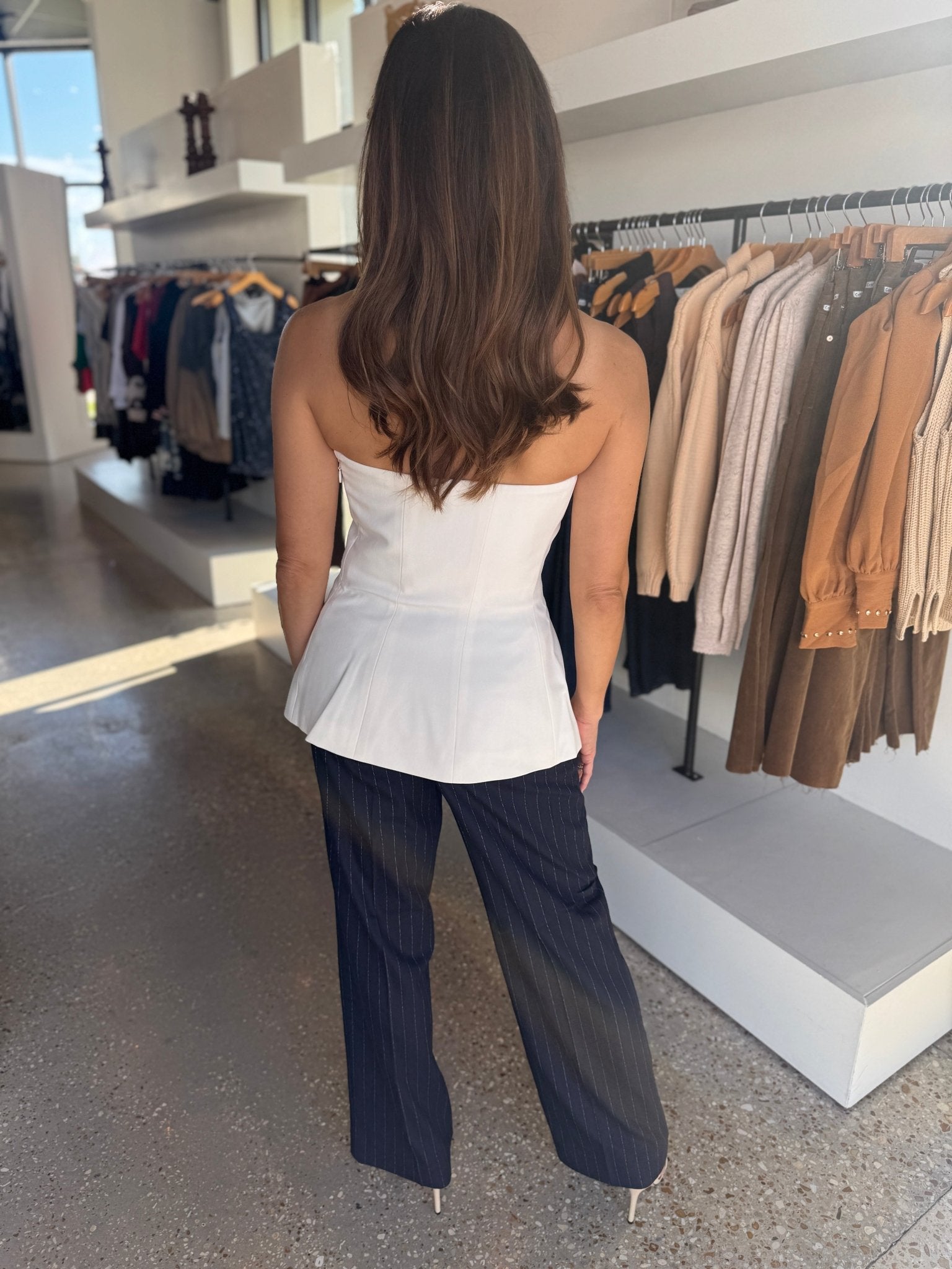 The Favorite Pant Petite Navy Pinstripe - Amor Lafayette