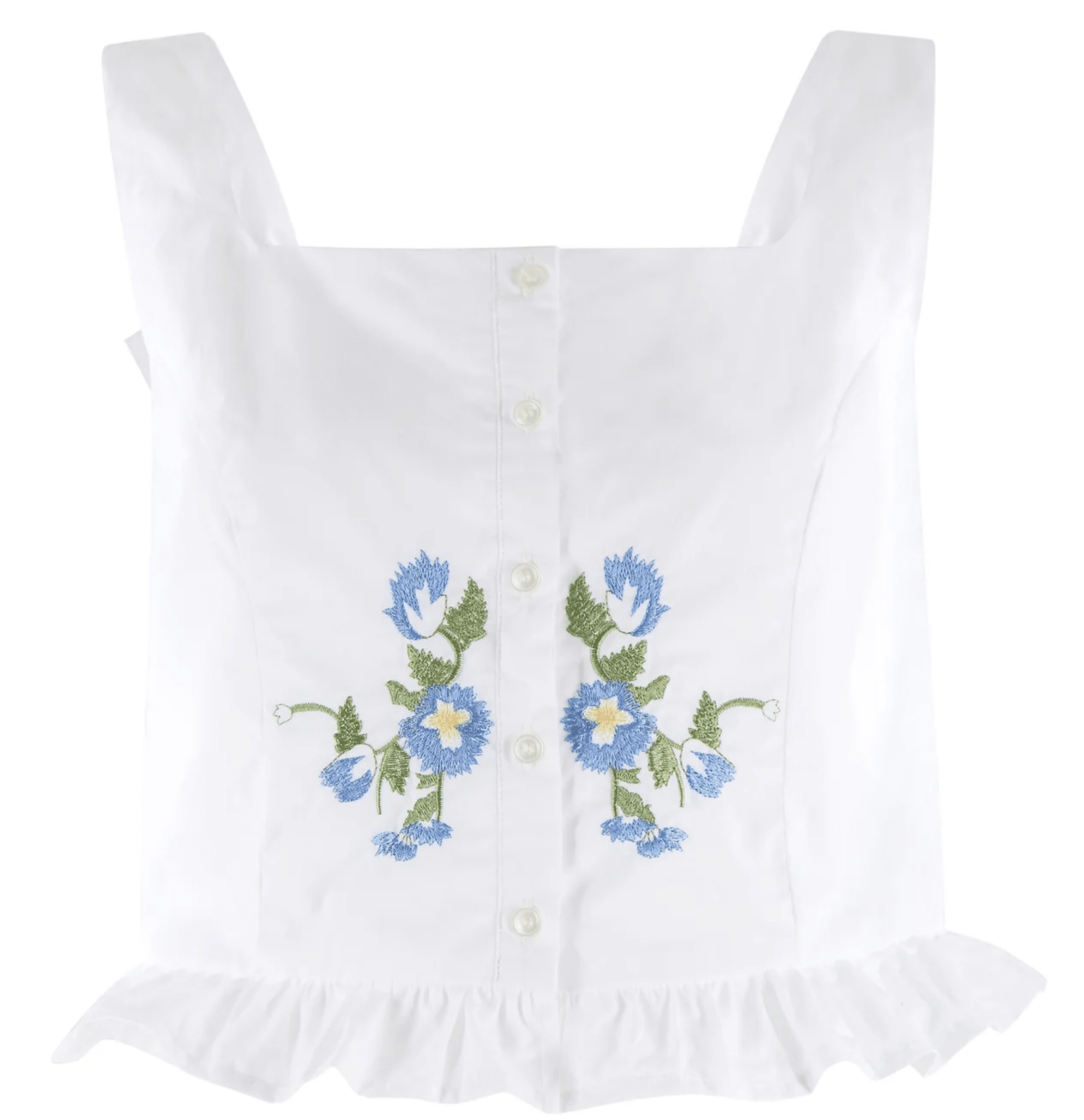 The Lana Shirt in White Blue Floral - Amor Lafayette