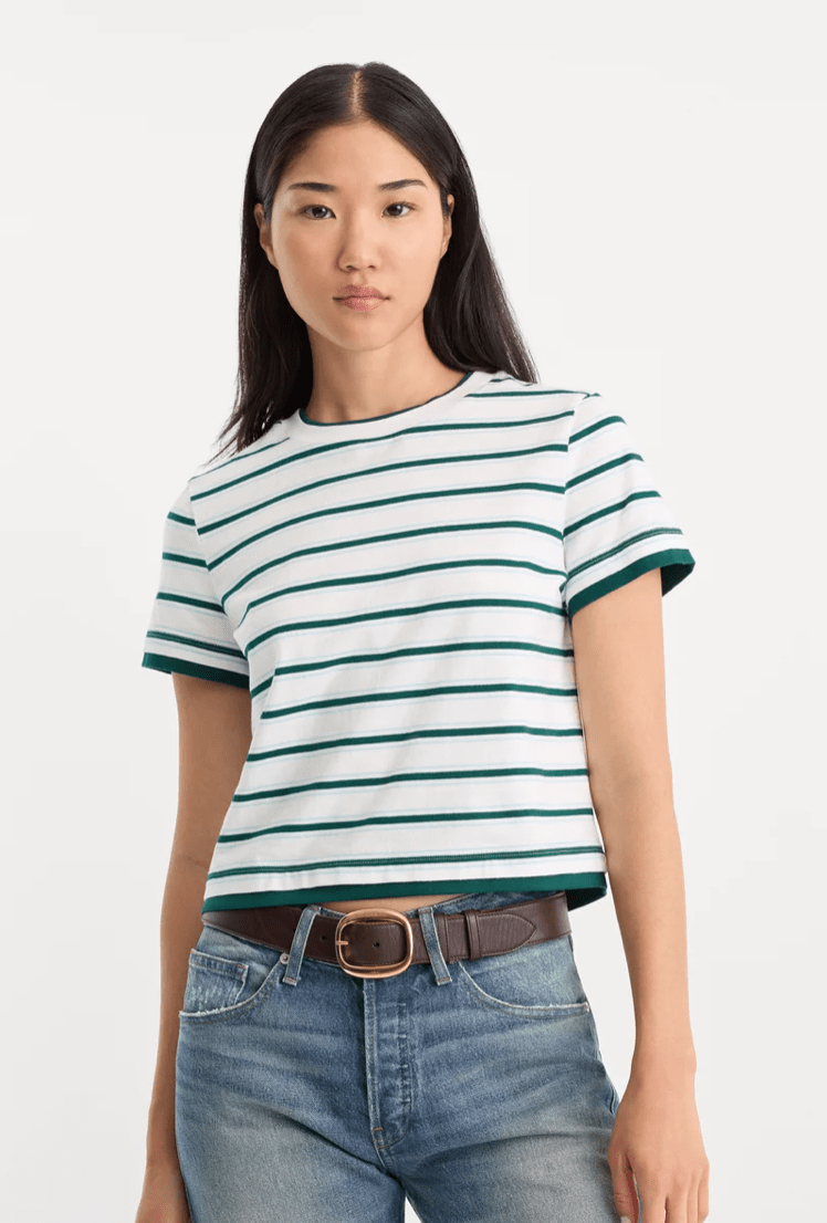 The Layered Tee in Forest Multi Stripe - Amor Lafayette