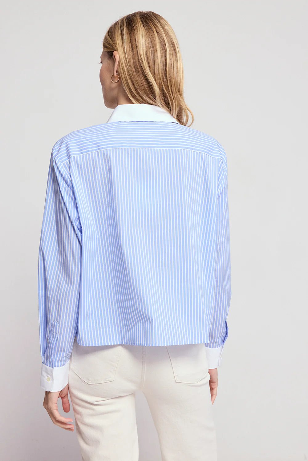 The Long Sleeve Boxy CropSky/White Collar - Amor Lafayette