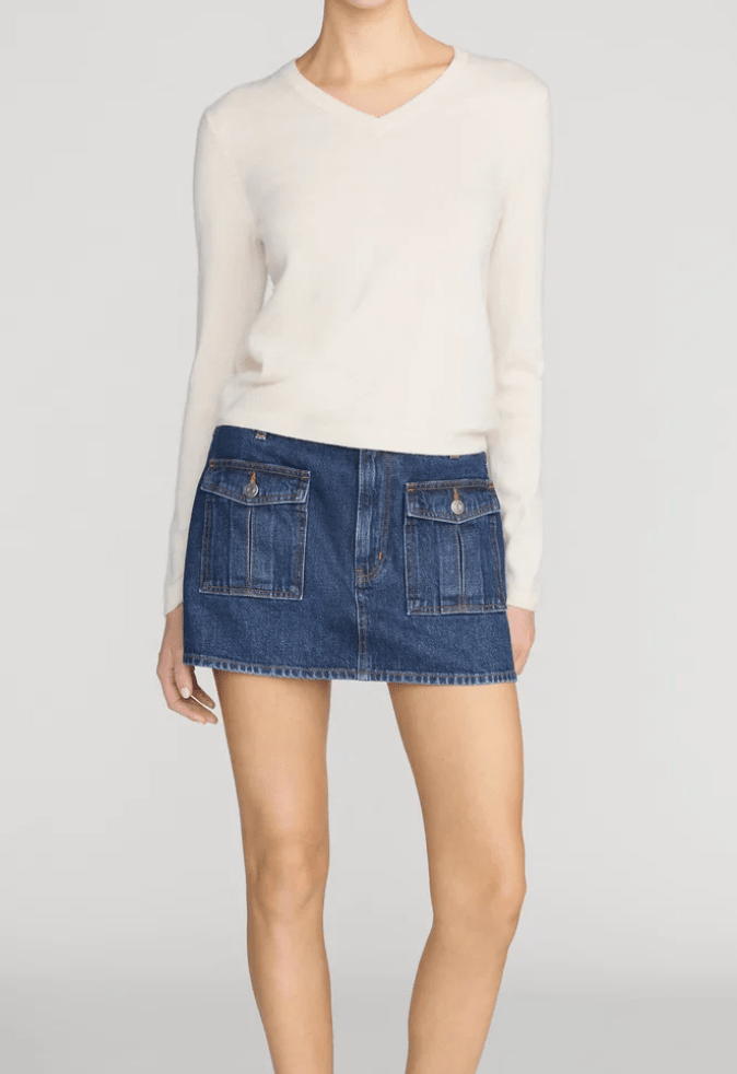 THE MINI DENIM UTILITY SKIRT in Laurel - Amor Lafayette