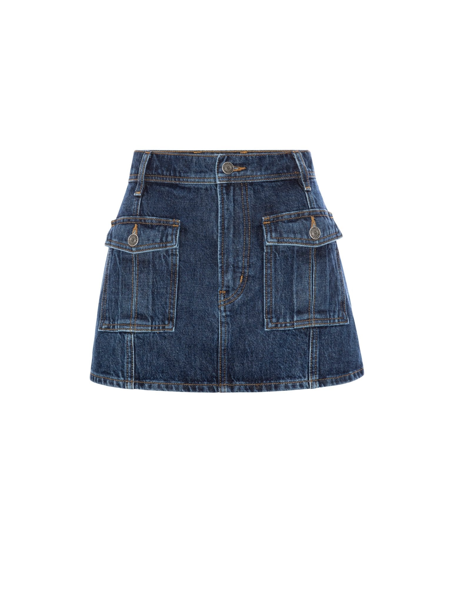 THE MINI DENIM UTILITY SKIRT in Laurel - Amor Lafayette