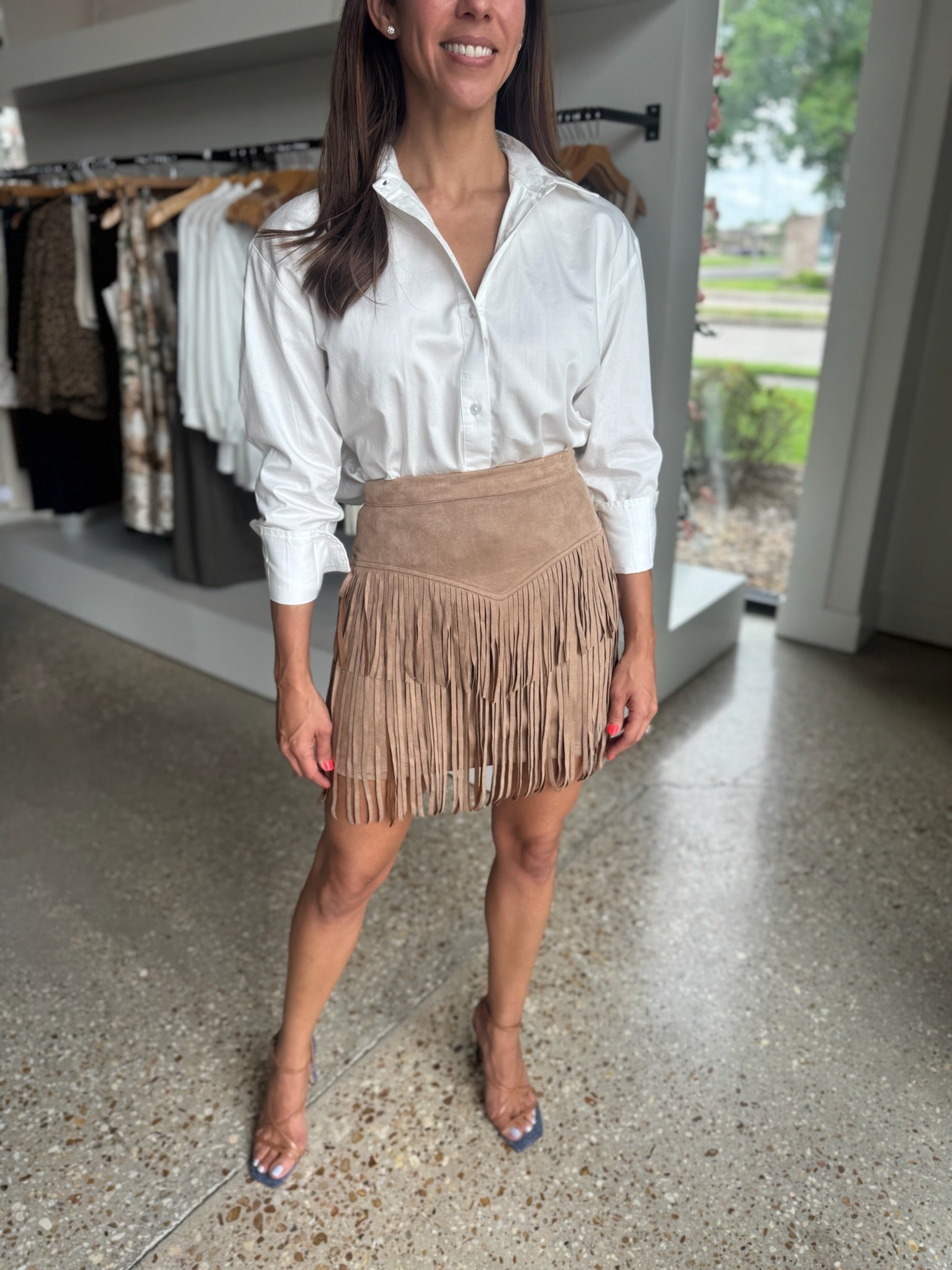 Tiered Fringe Mini Skirt