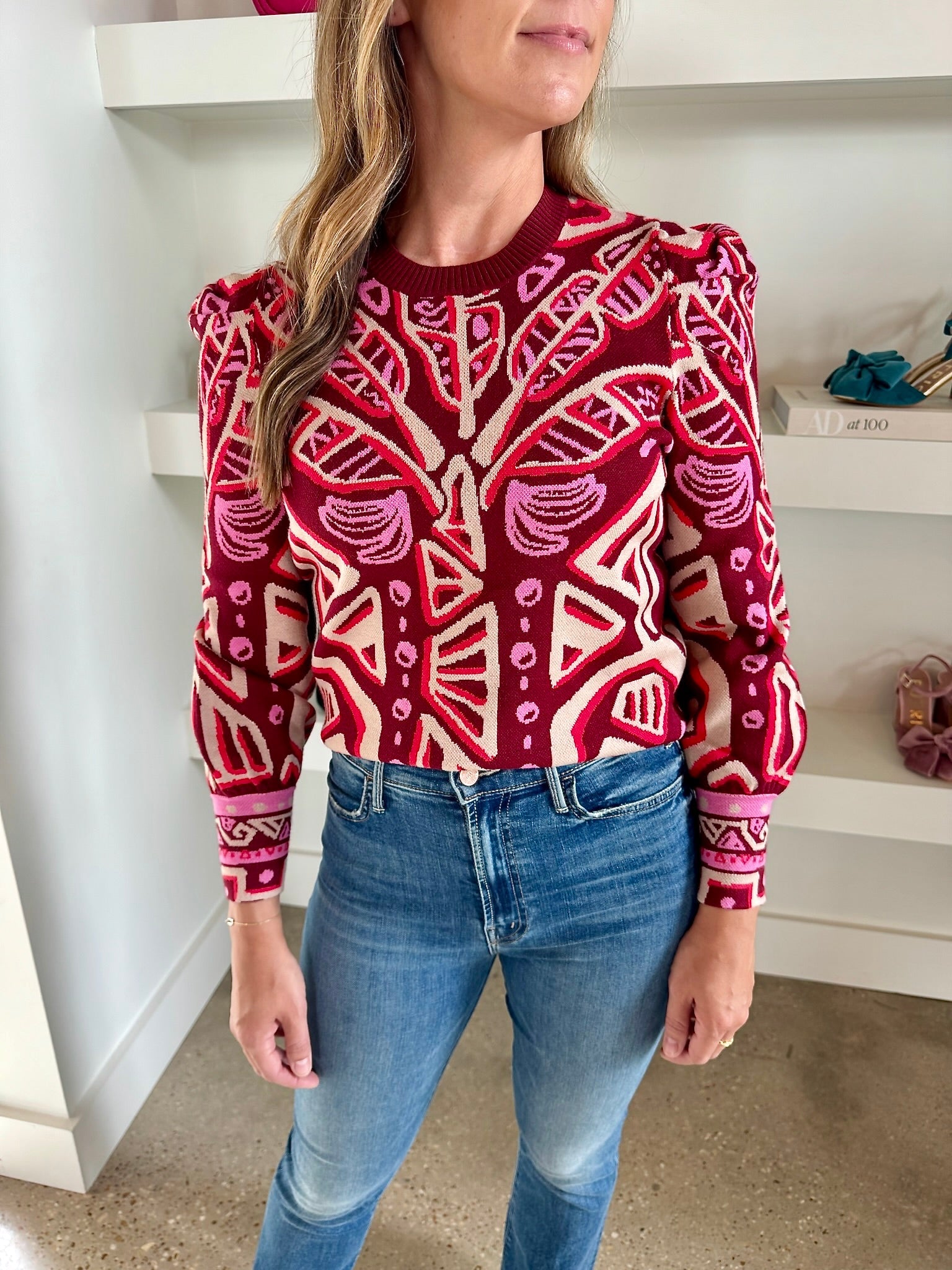 Emily McCarthy Tribal Palm Julia Sweater S