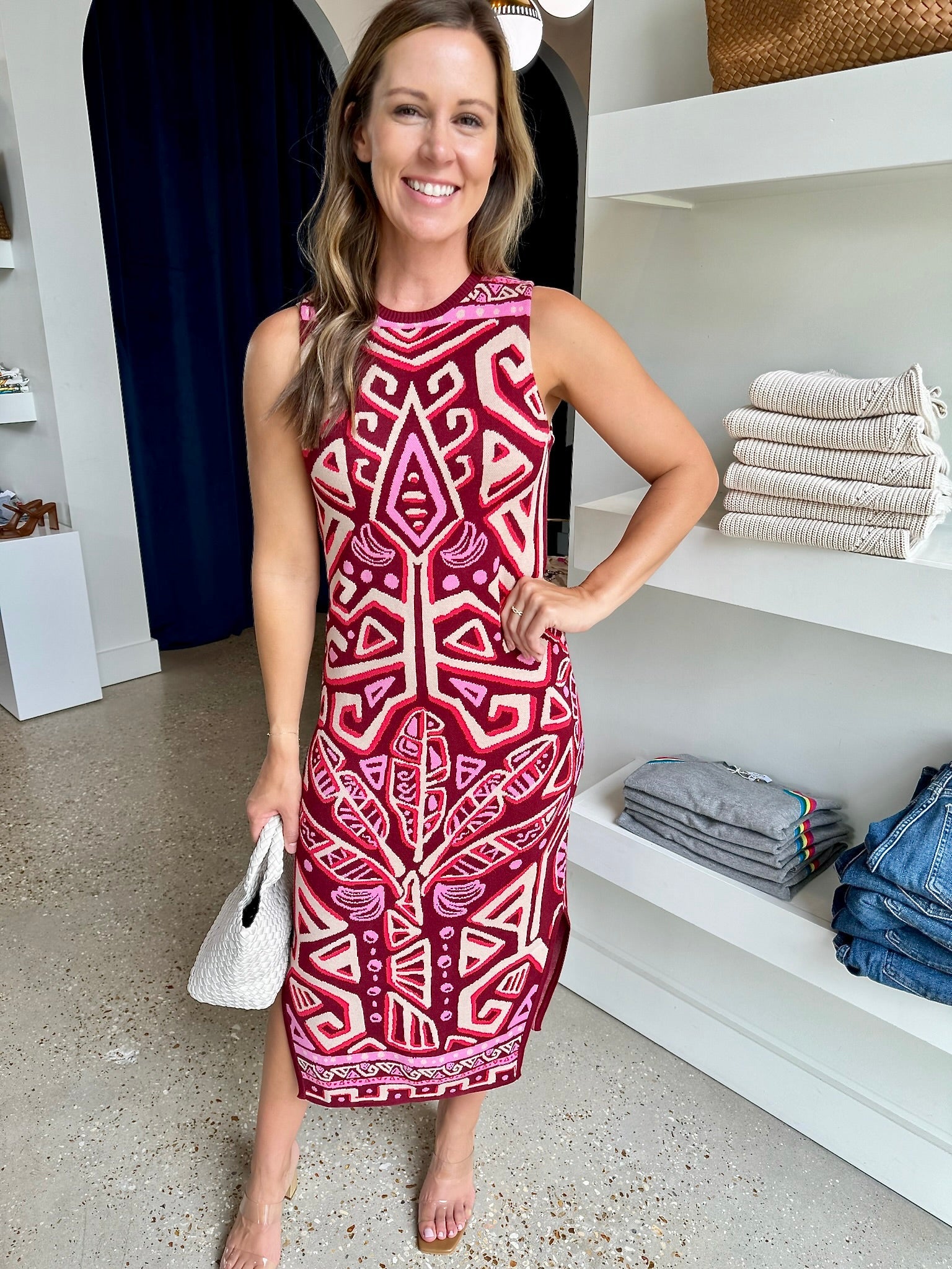 Tribal Palm Simone Sweater Dress - Amor Lafayette