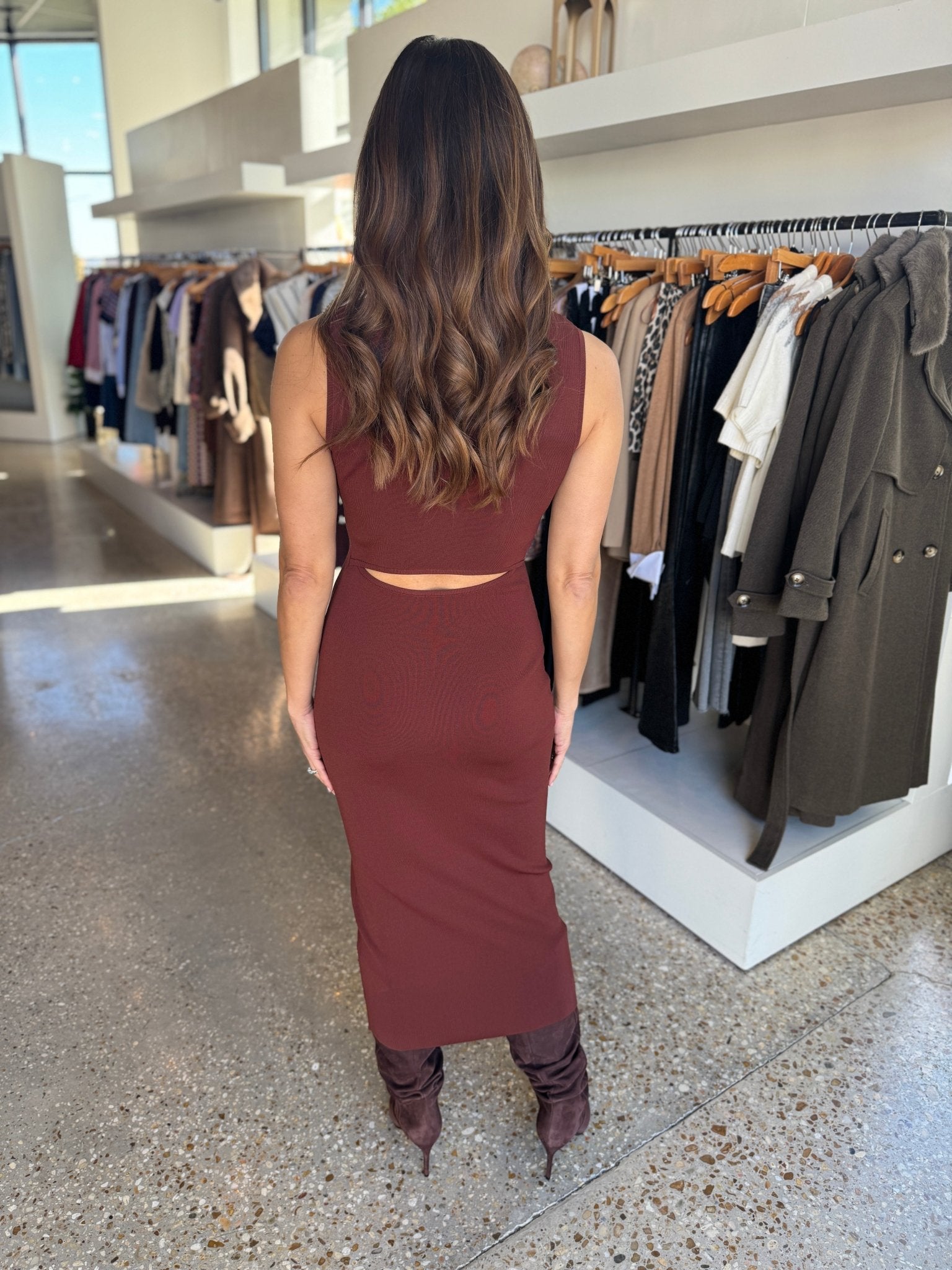 Trish Sculpted Cut Out knit Midi Dress - Amor Lafayette