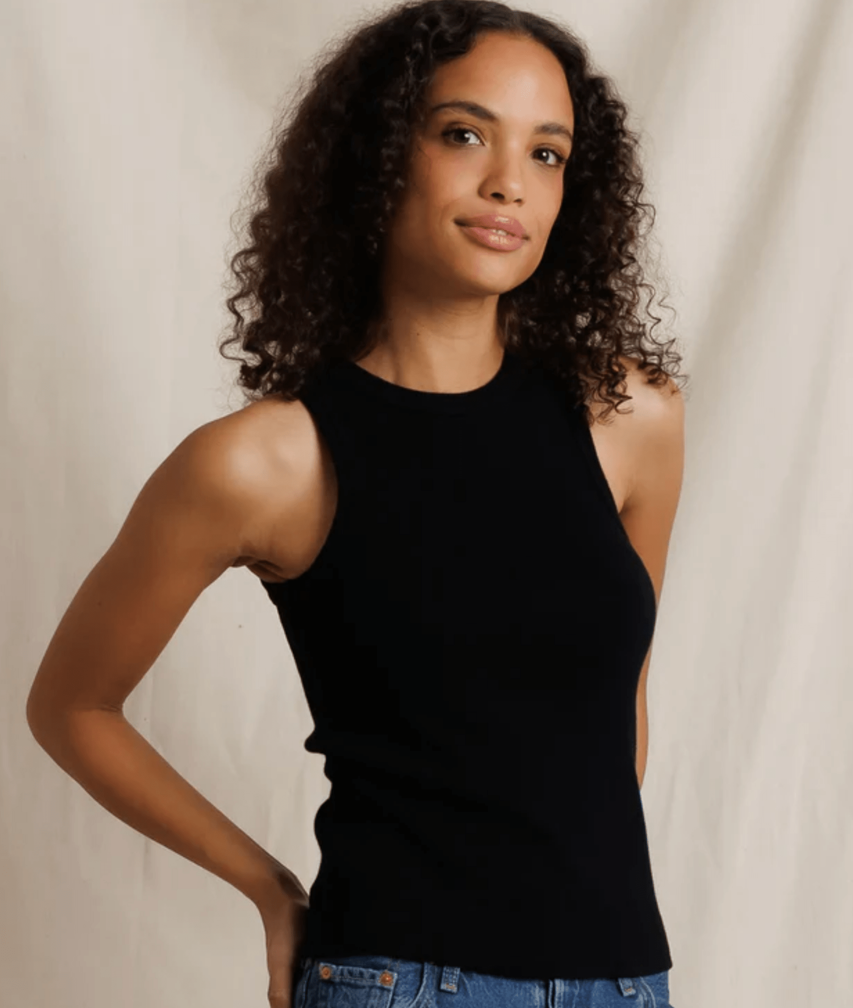True Black Blondie Structured Rib Tank - Amor Lafayette