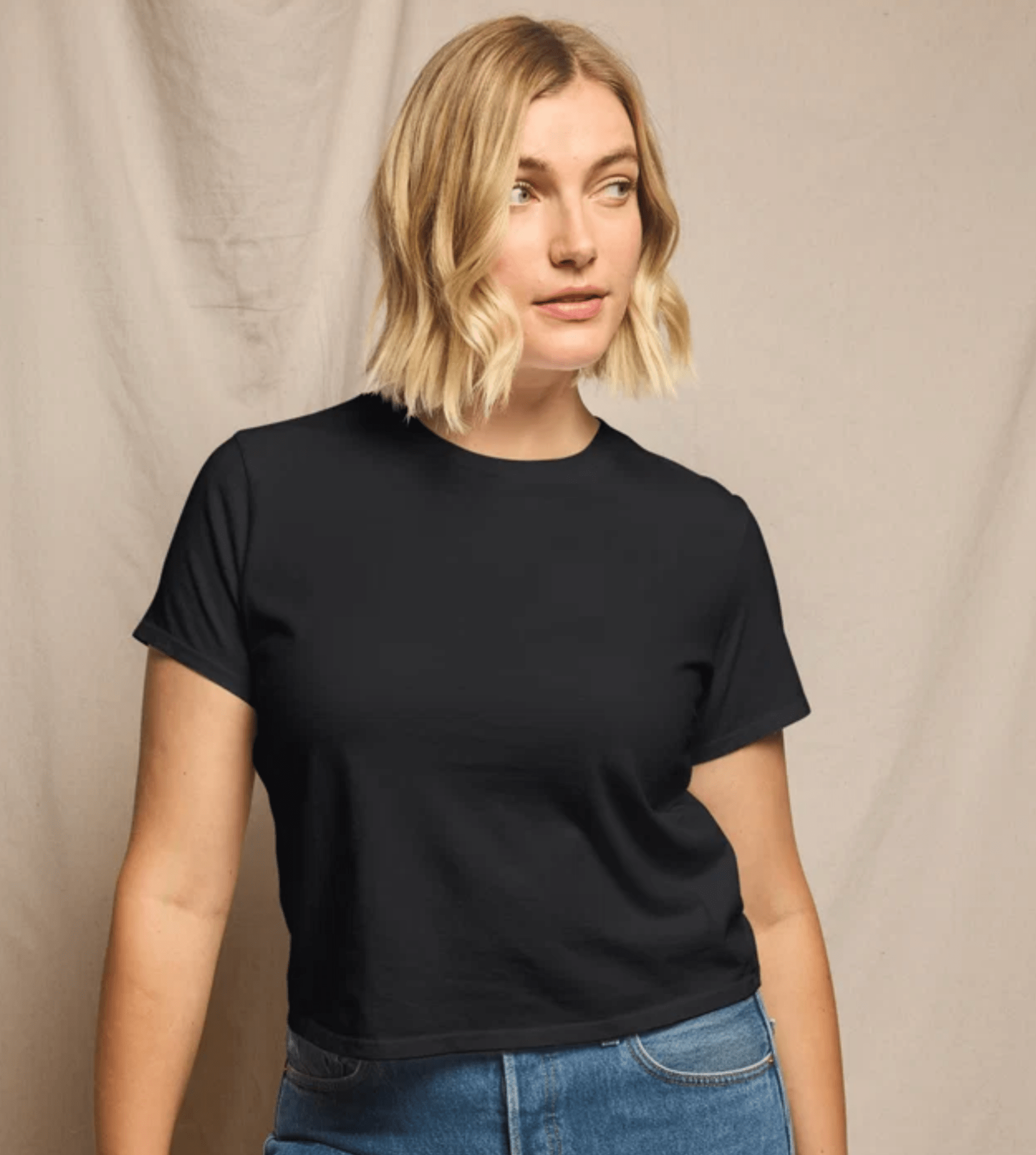 True Black Springsteen Supima Cotton Baby Tee - Amor Lafayette