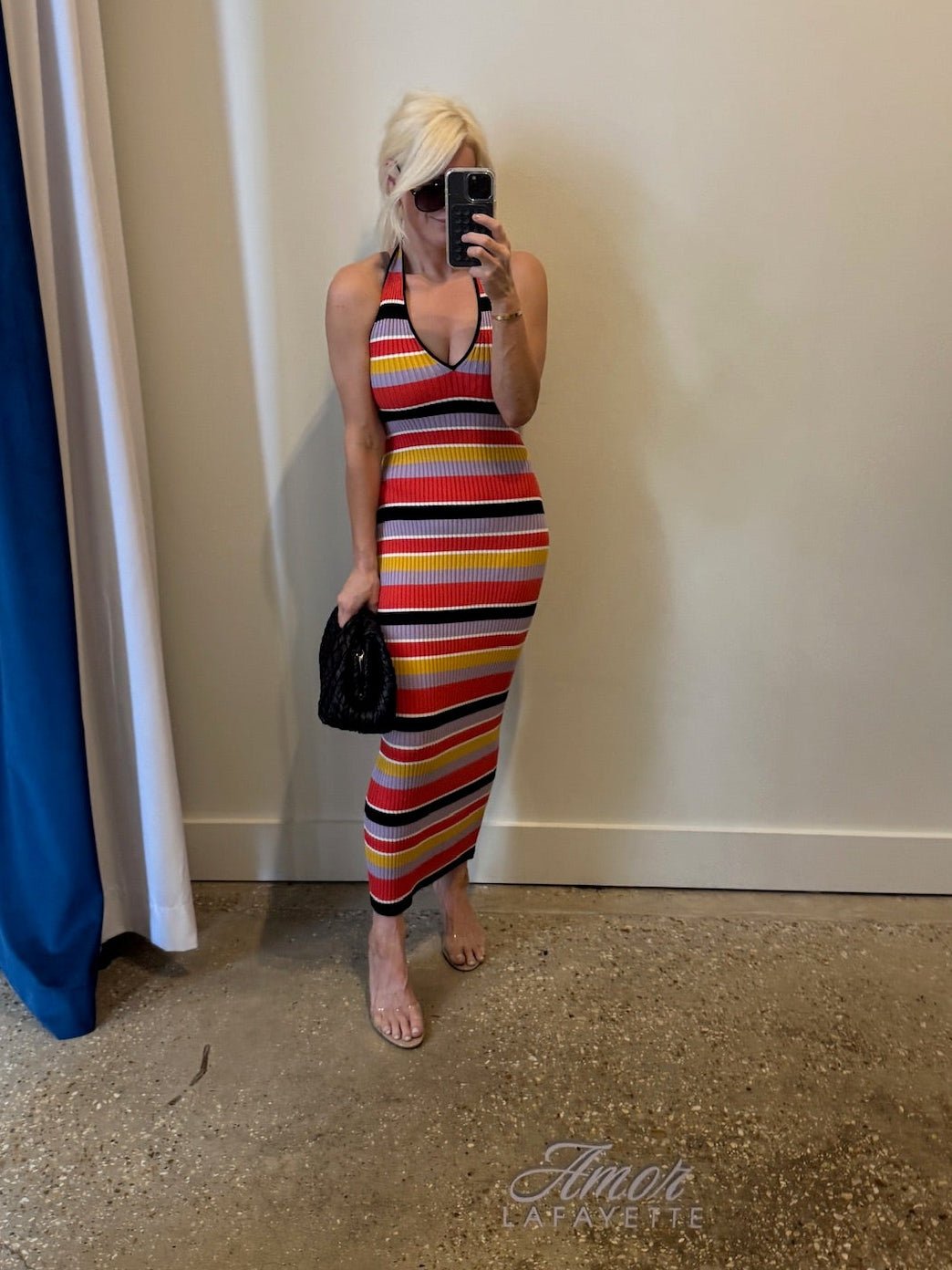 Tuscan Stripe Mikey Halter Midi Dress - Amor Lafayette