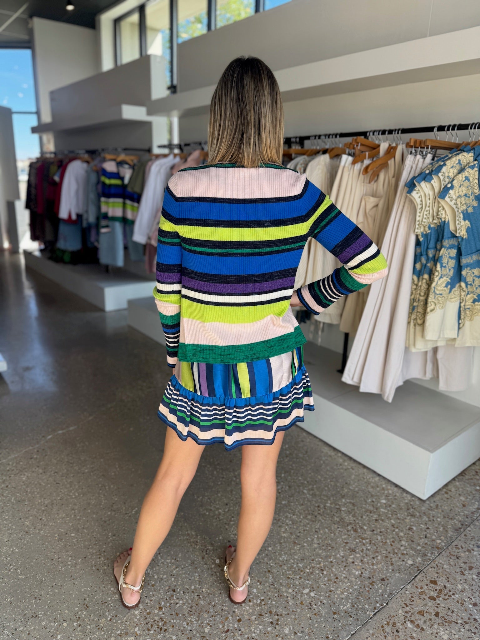 Ultramarine Stripe Bettina Dress - Amor Lafayette