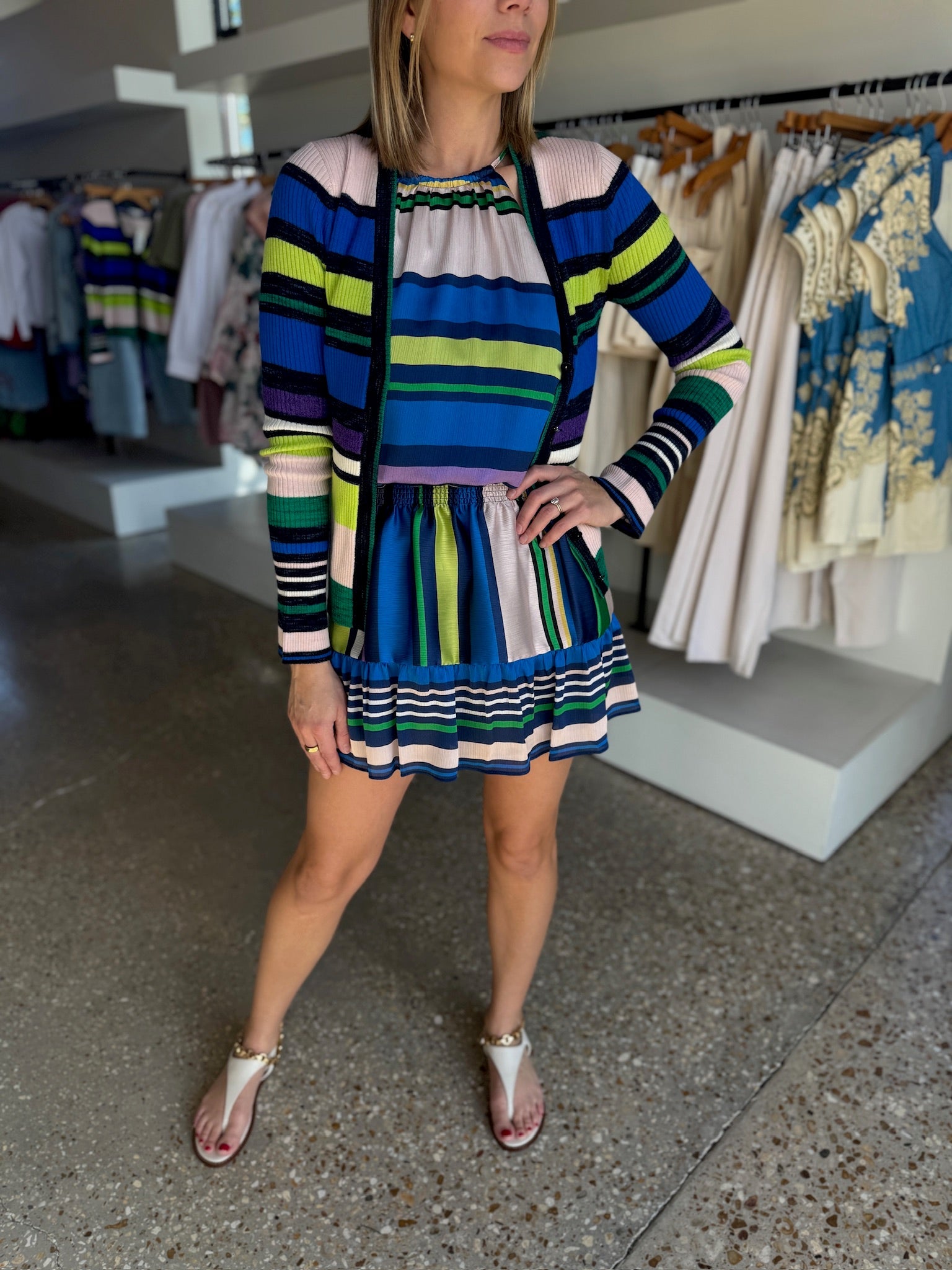 Ultramarine Stripe Bettina Dress - Amor Lafayette