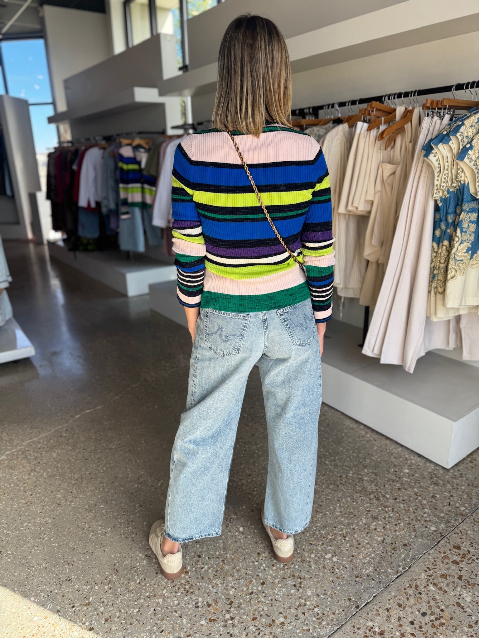 Ultramarine Stripe Emma Cardigan - Amor Lafayette