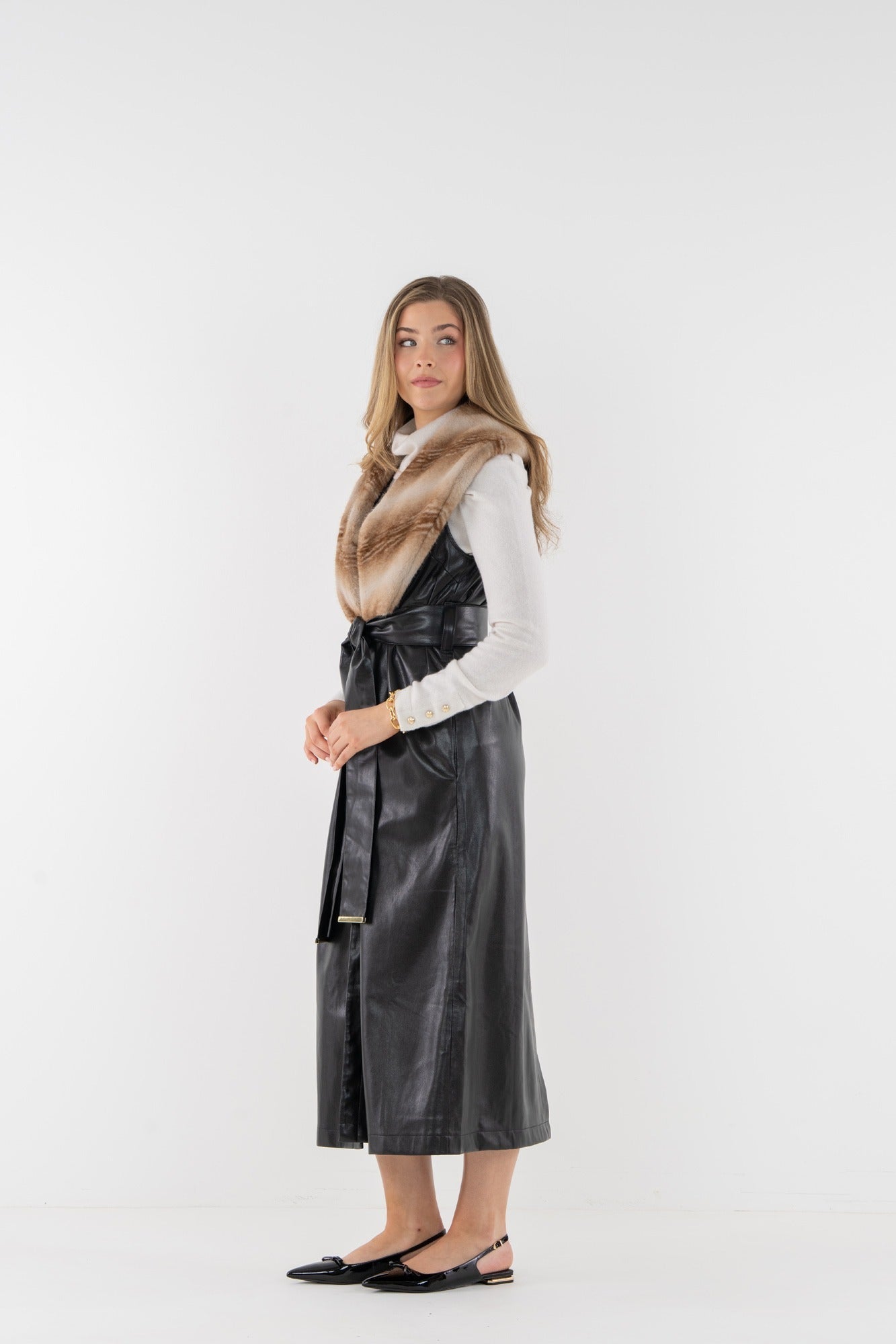 Vera Vest - Black Tie Faux Leather - Amor Lafayette