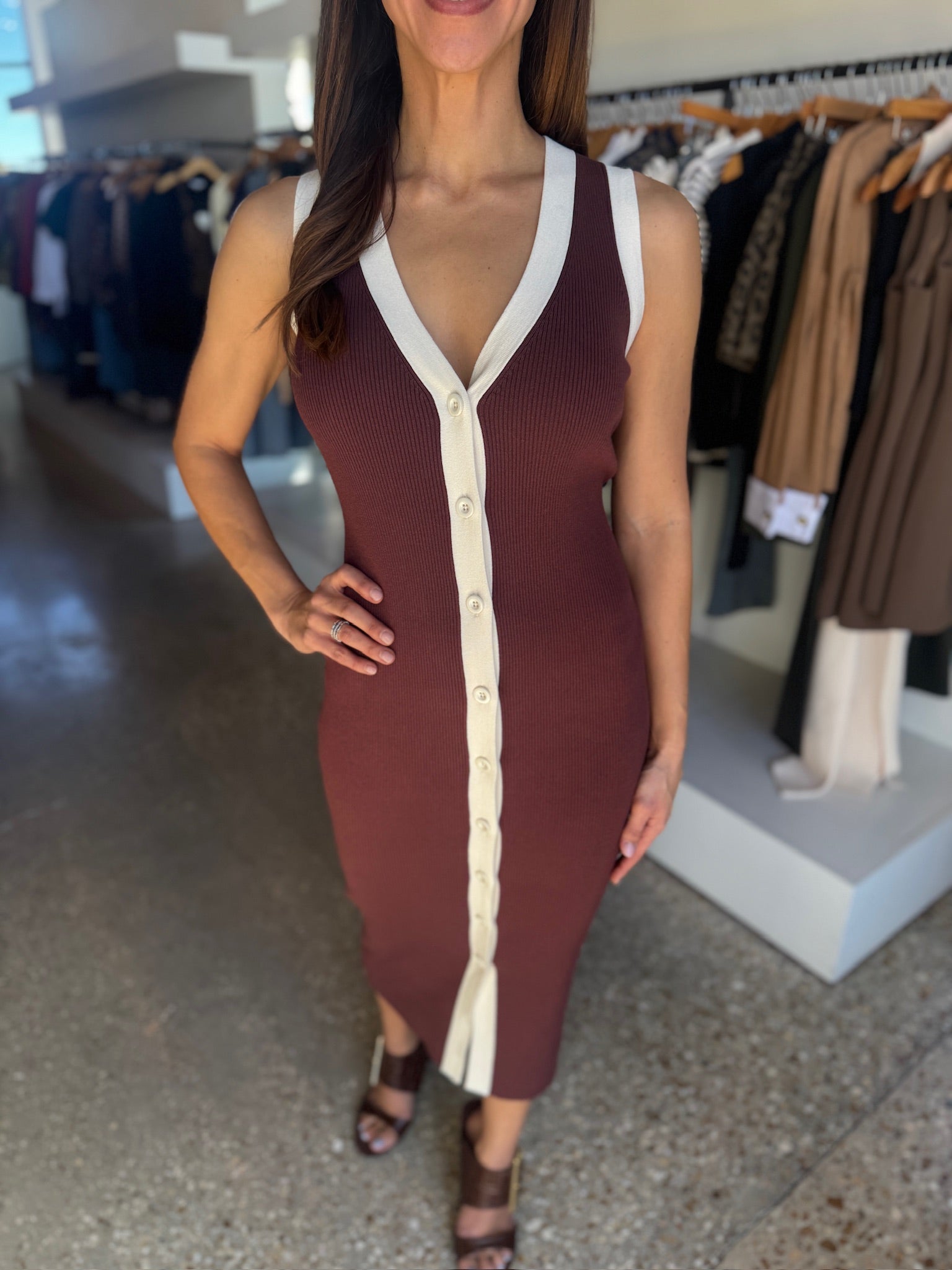 Victoria Sleeveless Button - Front Midi Dress - Amor Lafayette