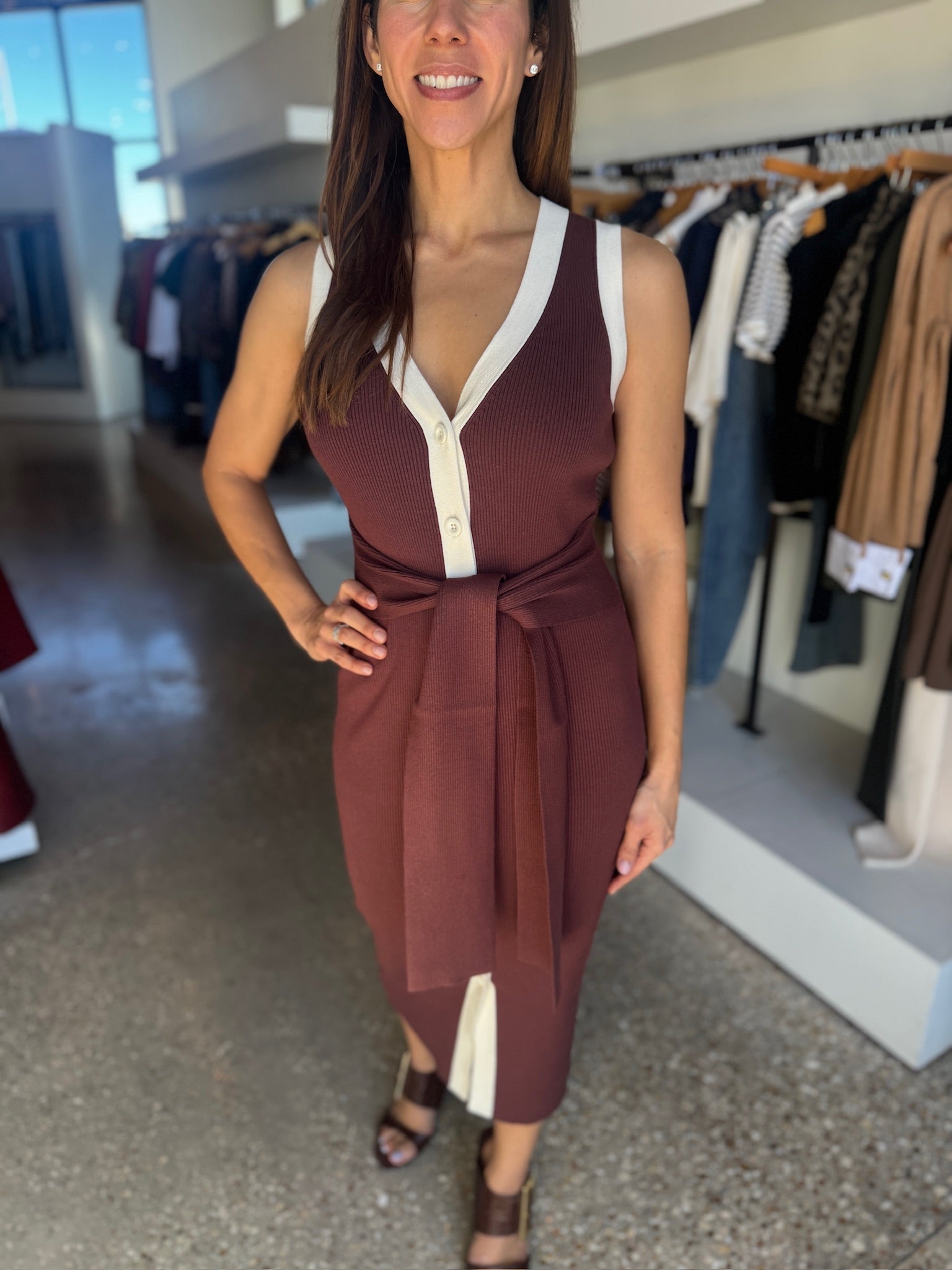 Victoria Sleeveless Button - Front Midi Dress - Amor Lafayette