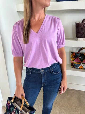 Violet Tulle Edie Shirred Shoulder Top - Amor Lafayette