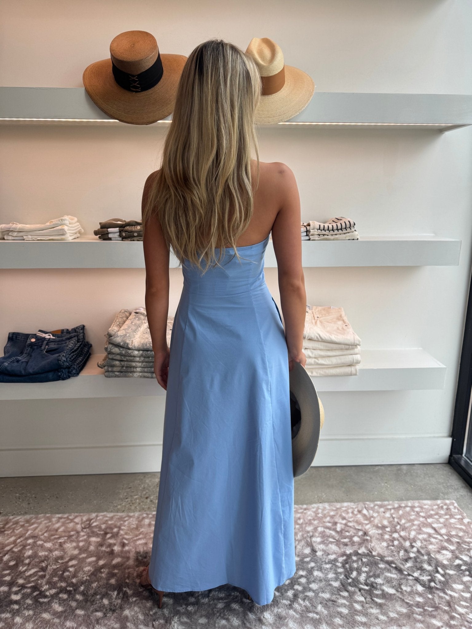 blue halter dress maxi Liana | Porcelain Print Halter-Neck skimming column skirt that ends at a maxi hem with an alluring side slit Jasmine Halter Maxi Dress, in