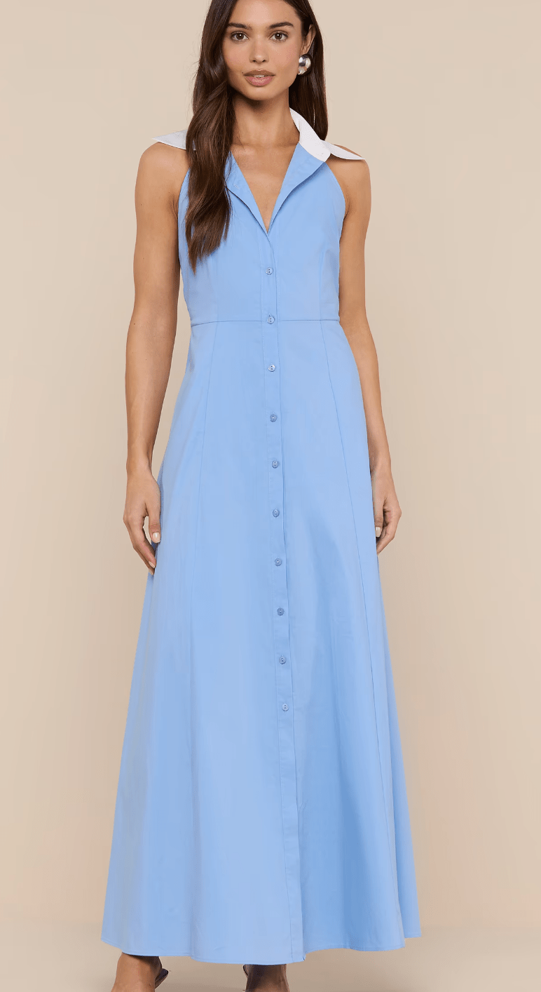 Vista Blue Maurie Halter Maxi Dress - Amor Lafayette