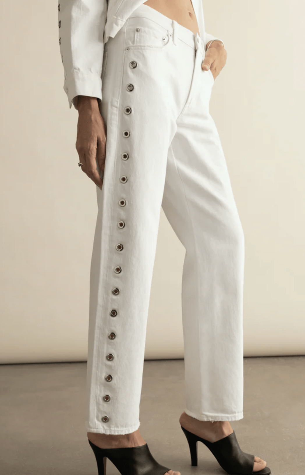 Vivid White Lexi Mid Rise Bowed Straight - Amor Lafayette