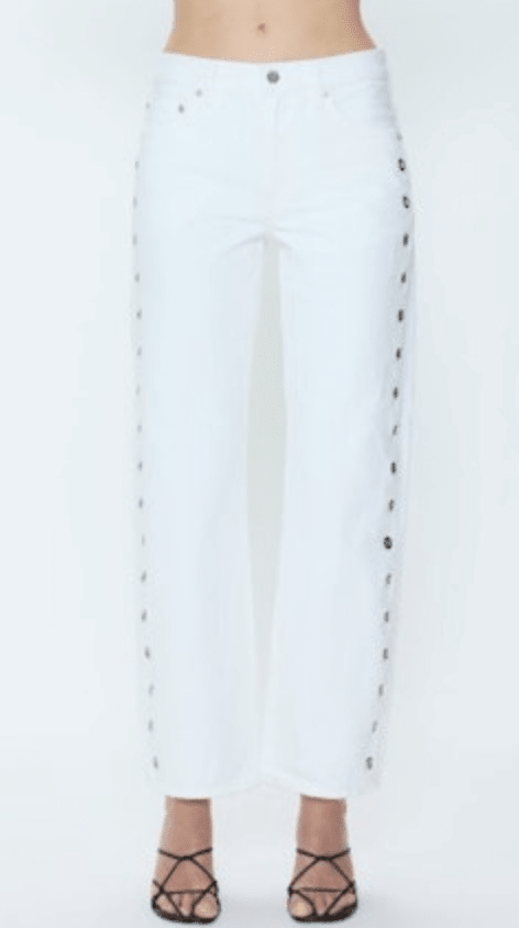 Vivid White Lexi Mid Rise Bowed Straight - Amor Lafayette