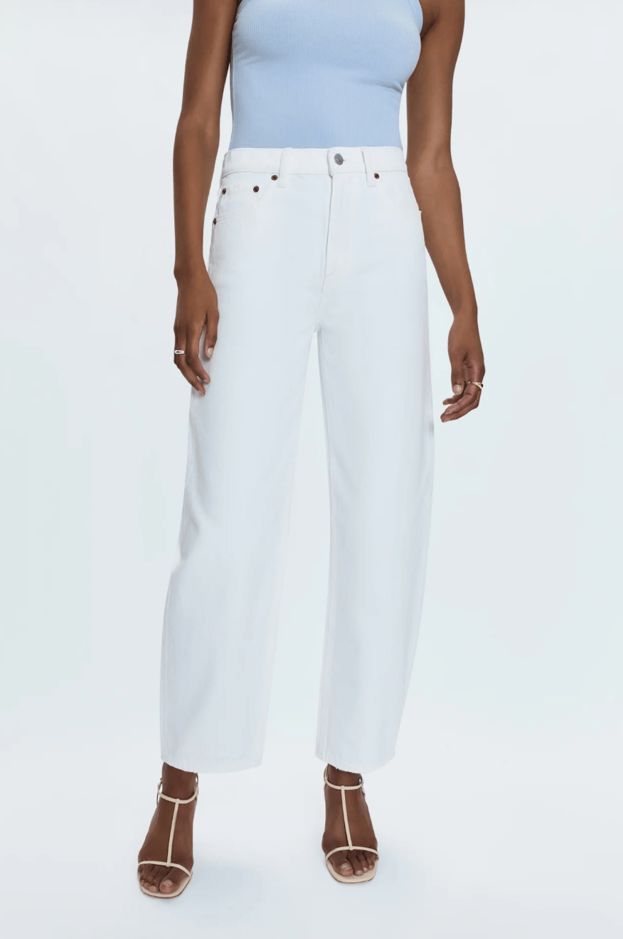 Vivid White Wes High Rise Barrel Jean - Amor Lafayette