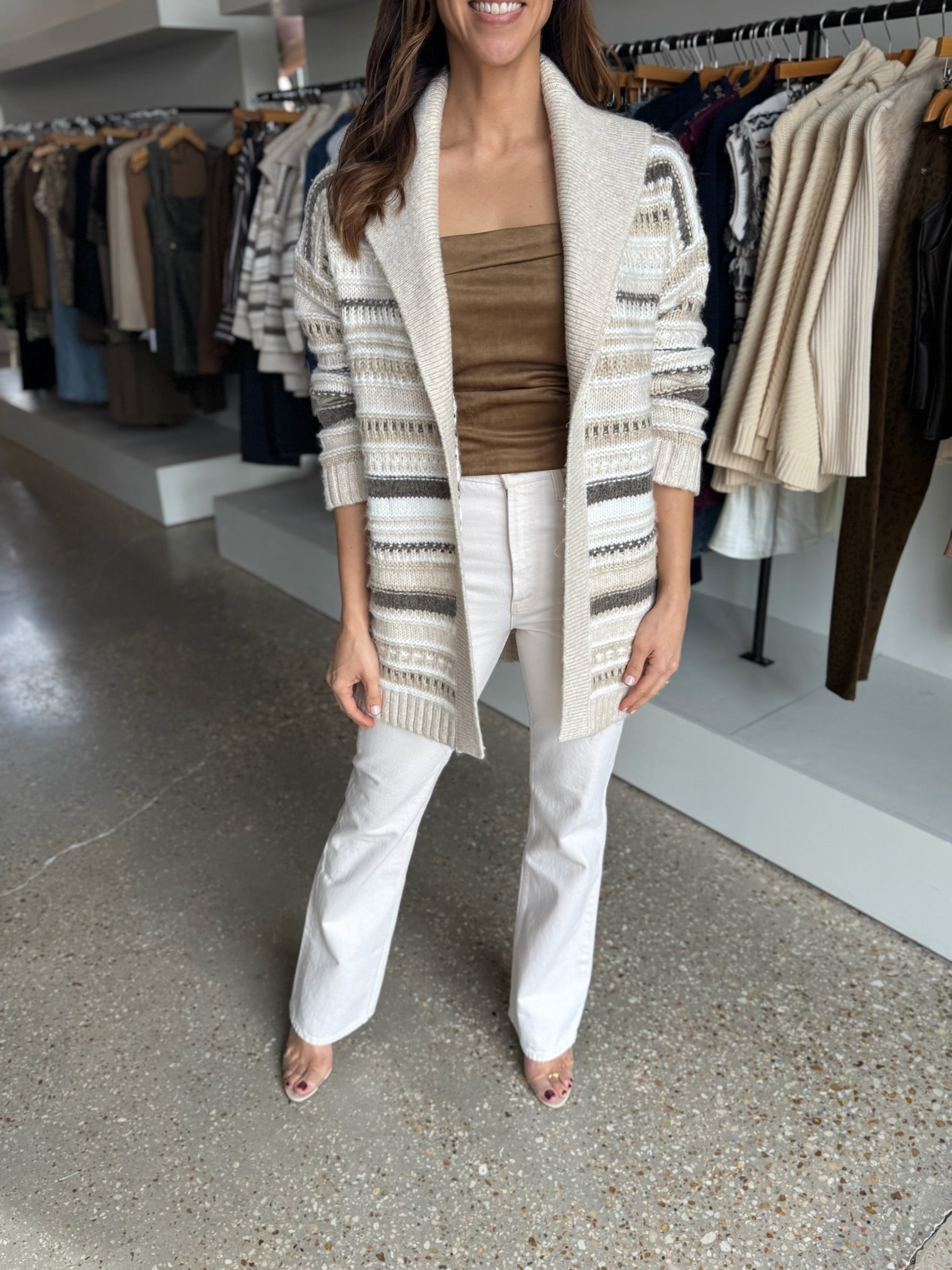 Walnut Combo Everett Wrap Cardigan - Amor Lafayette