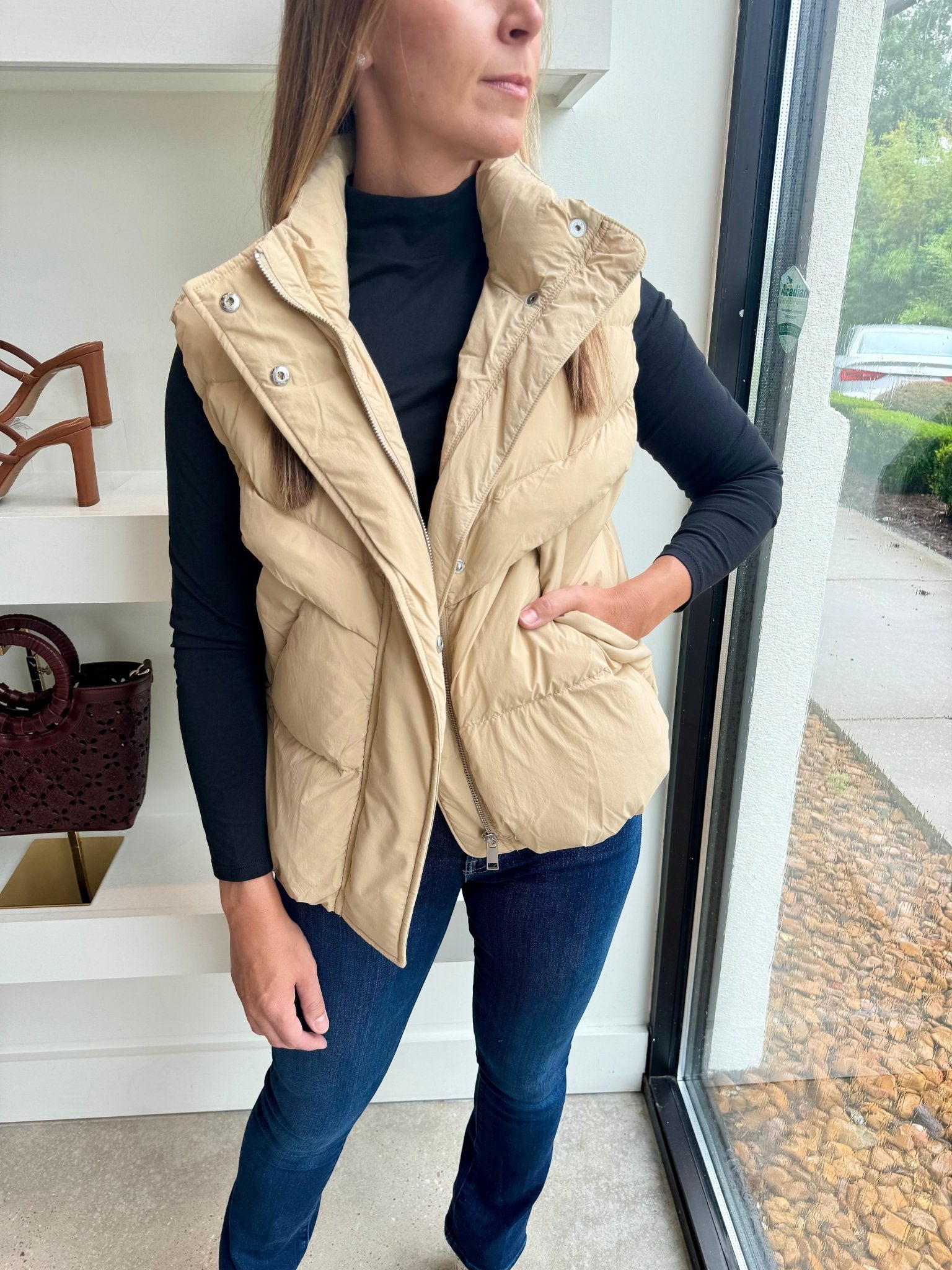 Warm Sand Joss Puffer Vest - Amor Lafayette