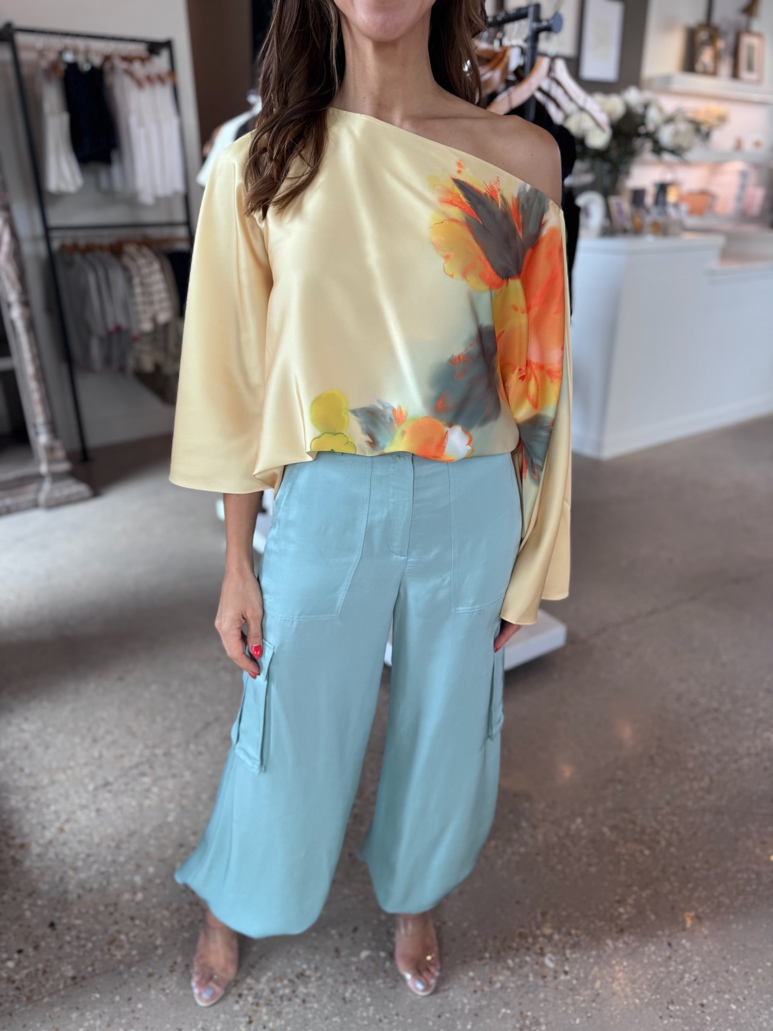 WATERCOLOR FLORAL CAROLE TOP - Amor Lafayette