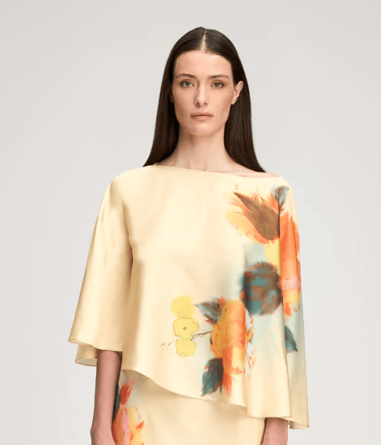 WATERCOLOR FLORAL CAROLE TOP - Amor Lafayette