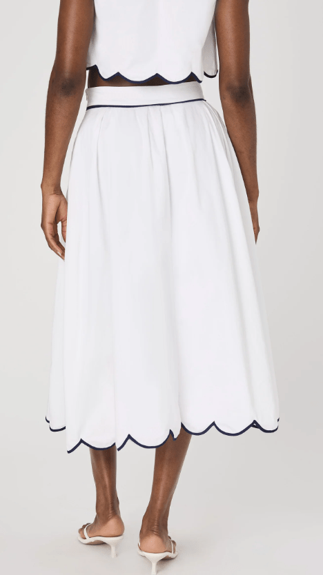 White Alexis Cotton Scallop Skirt - Amor Lafayette