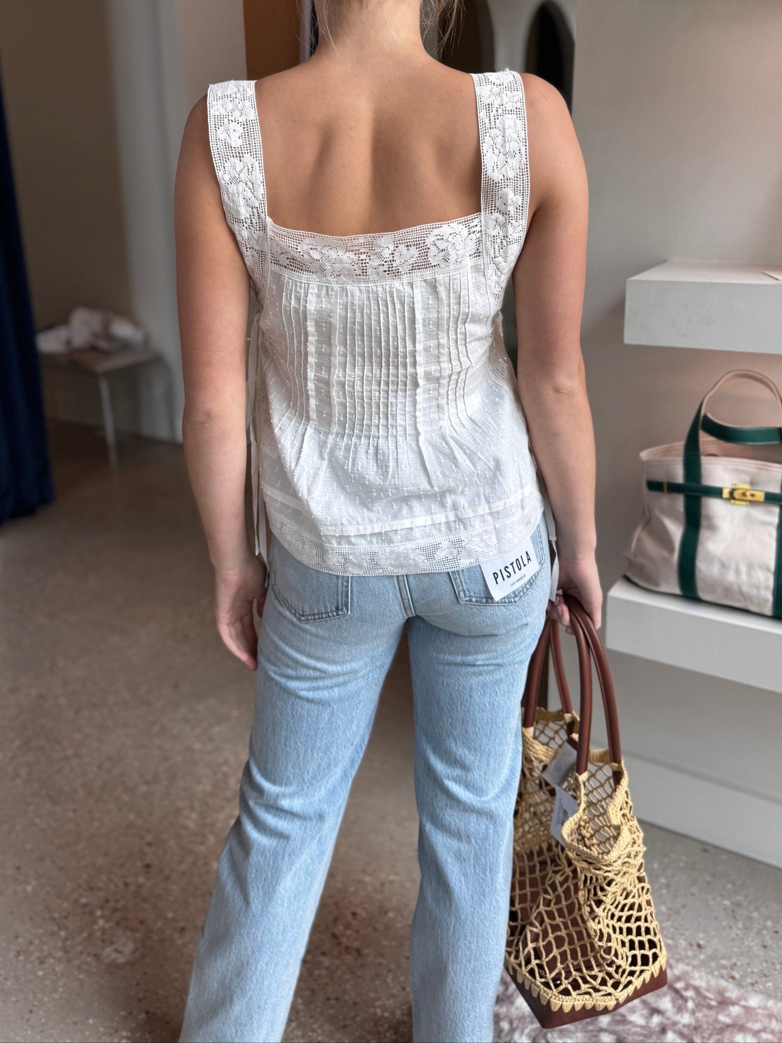 White Ariel Apron Top - Amor Lafayette