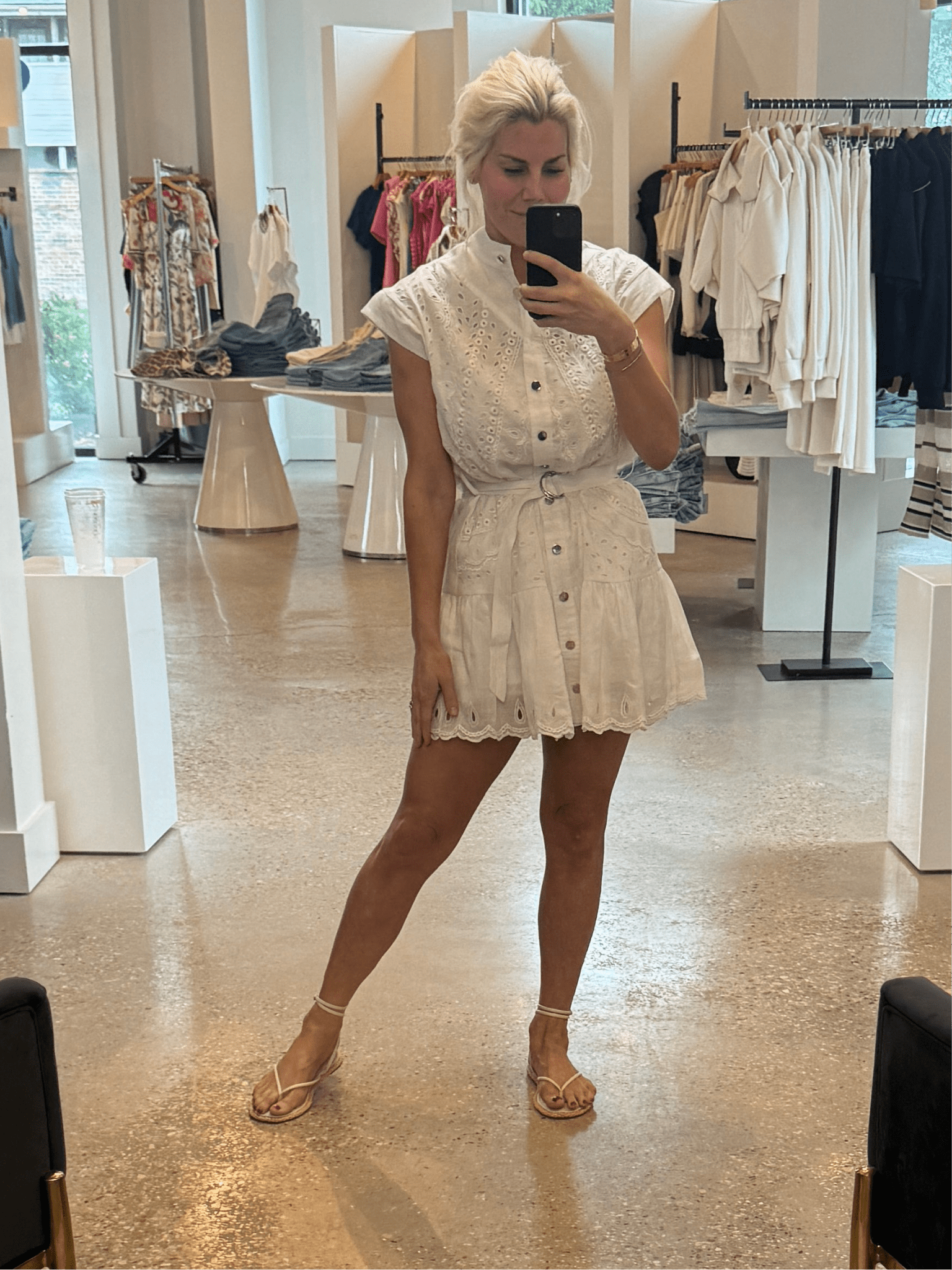 White Aruba Embroidered Dress - Amor Lafayette