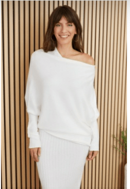 White Asymmetrical Sweater - Amor Lafayette