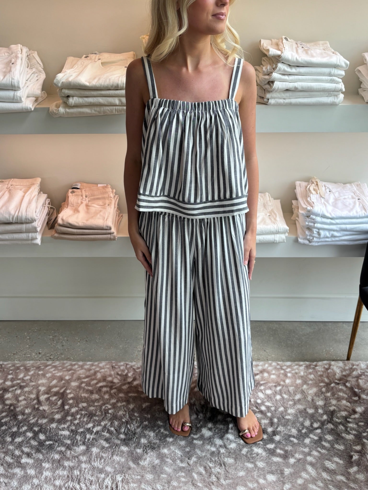 White Black Nomad Stripe Tank - Amor Lafayette