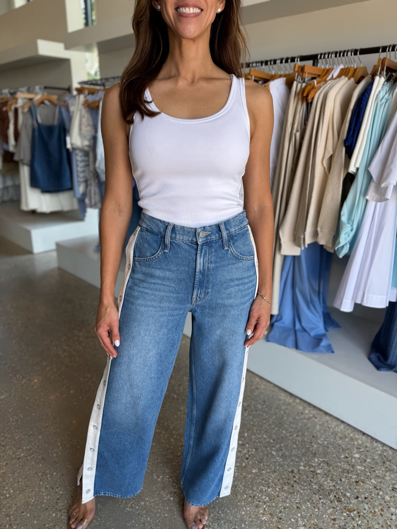 White Blondie Structured Rib Tank - Amor Lafayette