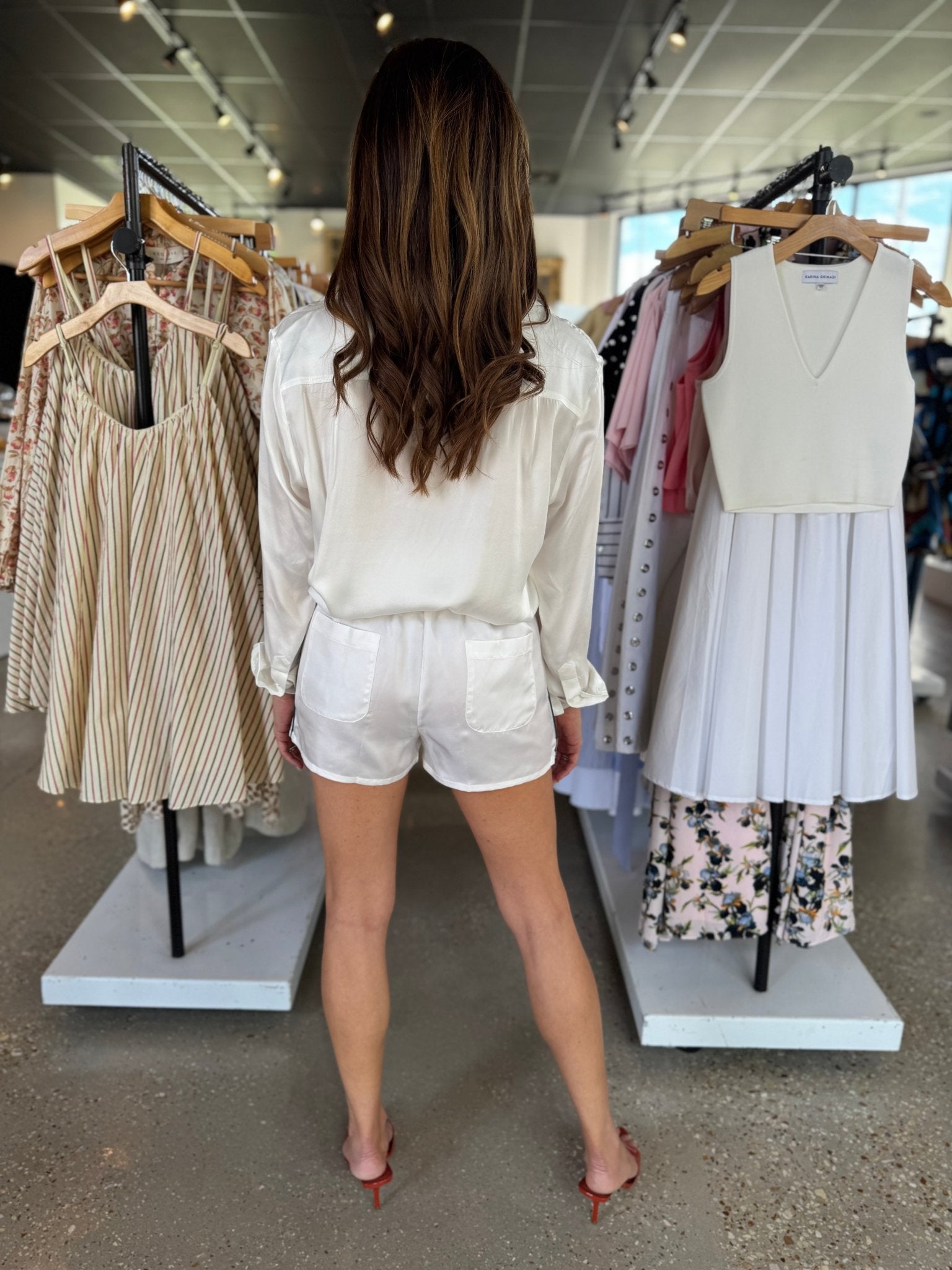 White Boyfriend Silk Utility Shirt - Amor Lafayette