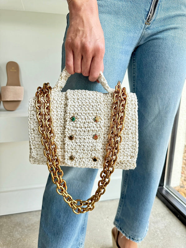 White Chained Crossbody Bag - Amor Lafayette