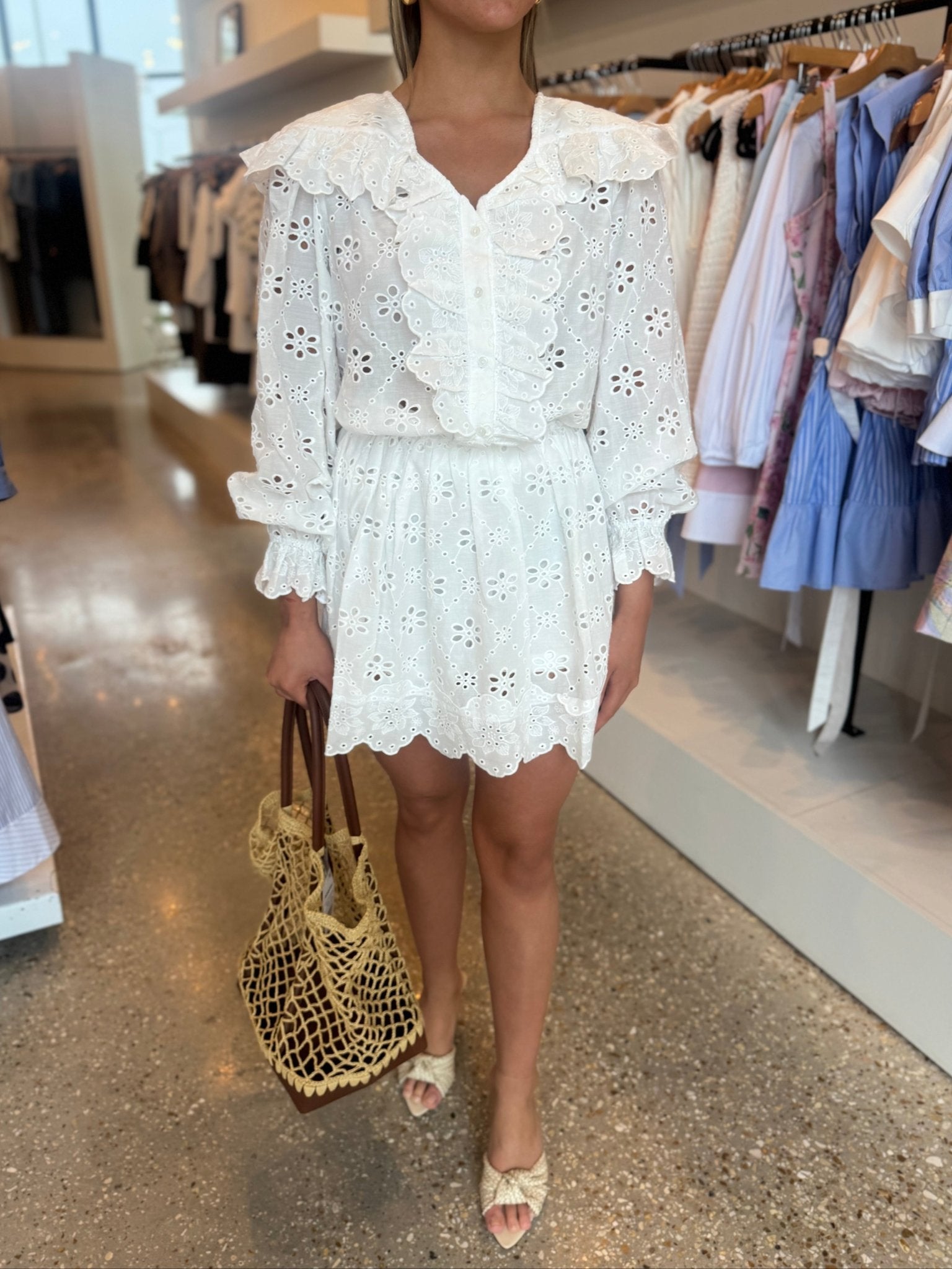 White Chemise Brodee Epaulette - Amor Lafayette